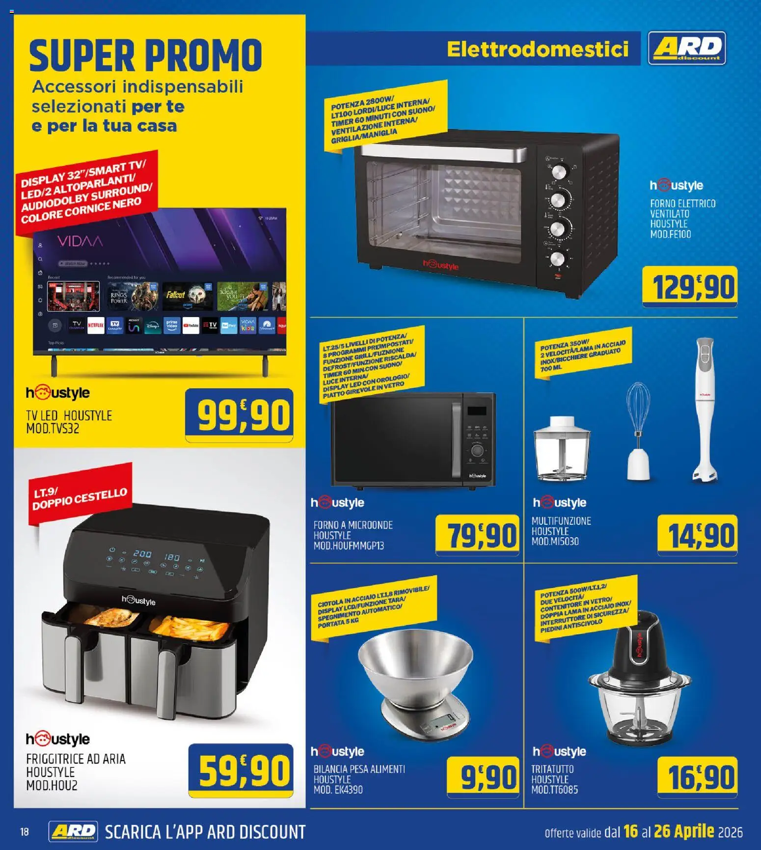 Volantino ARD Discount del 16.04.2026 | Pagina: 18 | Prodotti: Microonde, Tritatutto, Forno, Bilancia