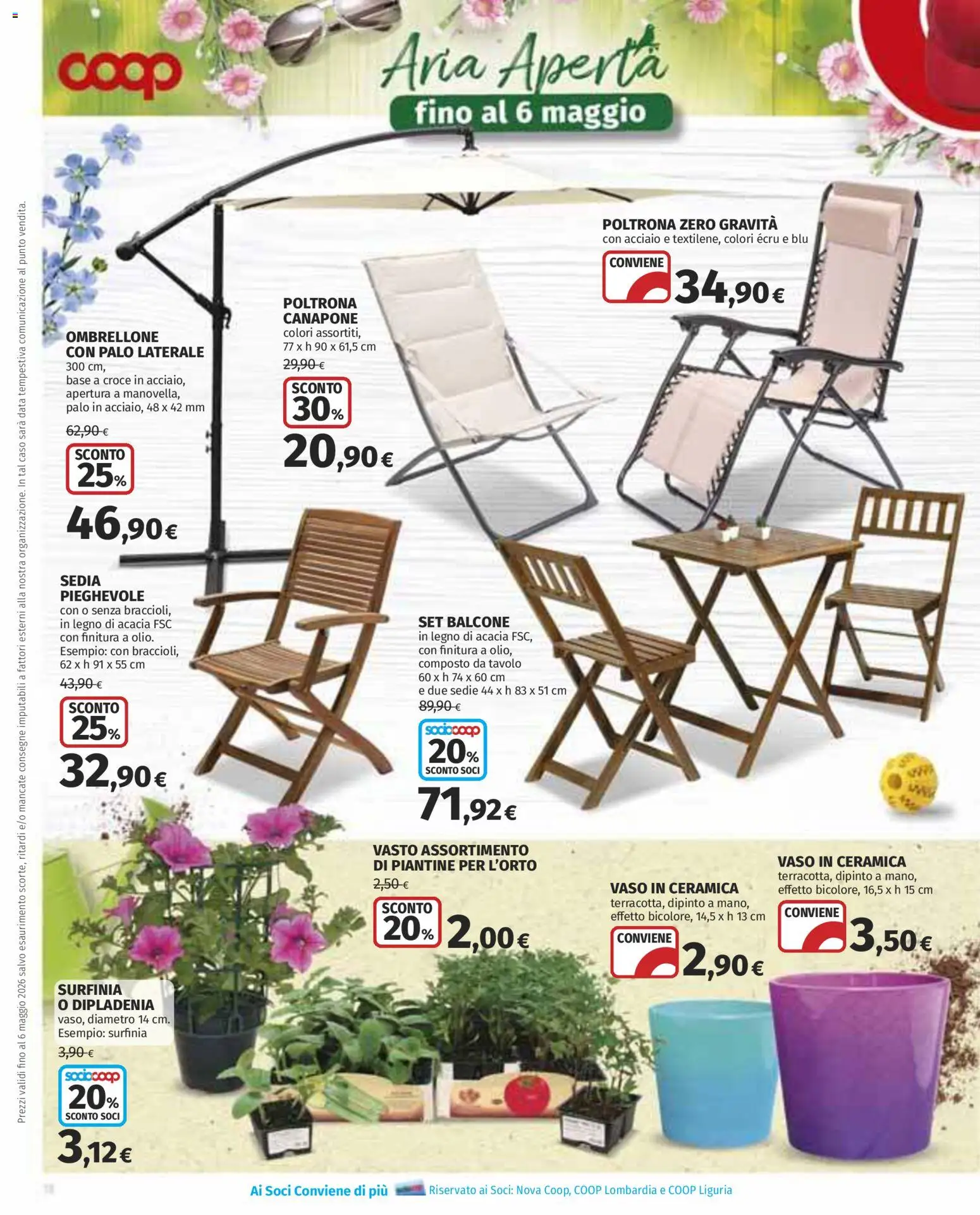 Volantino COOP del 16.04.2026 | Pagina: 18 | Prodotti: Ombrellone, Tavolo, Sedia, Vaso