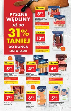 Pogląd oferty "Parówki wędzone z kurcząt, 1 kg, Parówki wędzone z kurcząt" - ważna od 10.11.2025 | Strona: 36 | Produkty: Kiełbasa, Parówki, Szynka, Wędliny