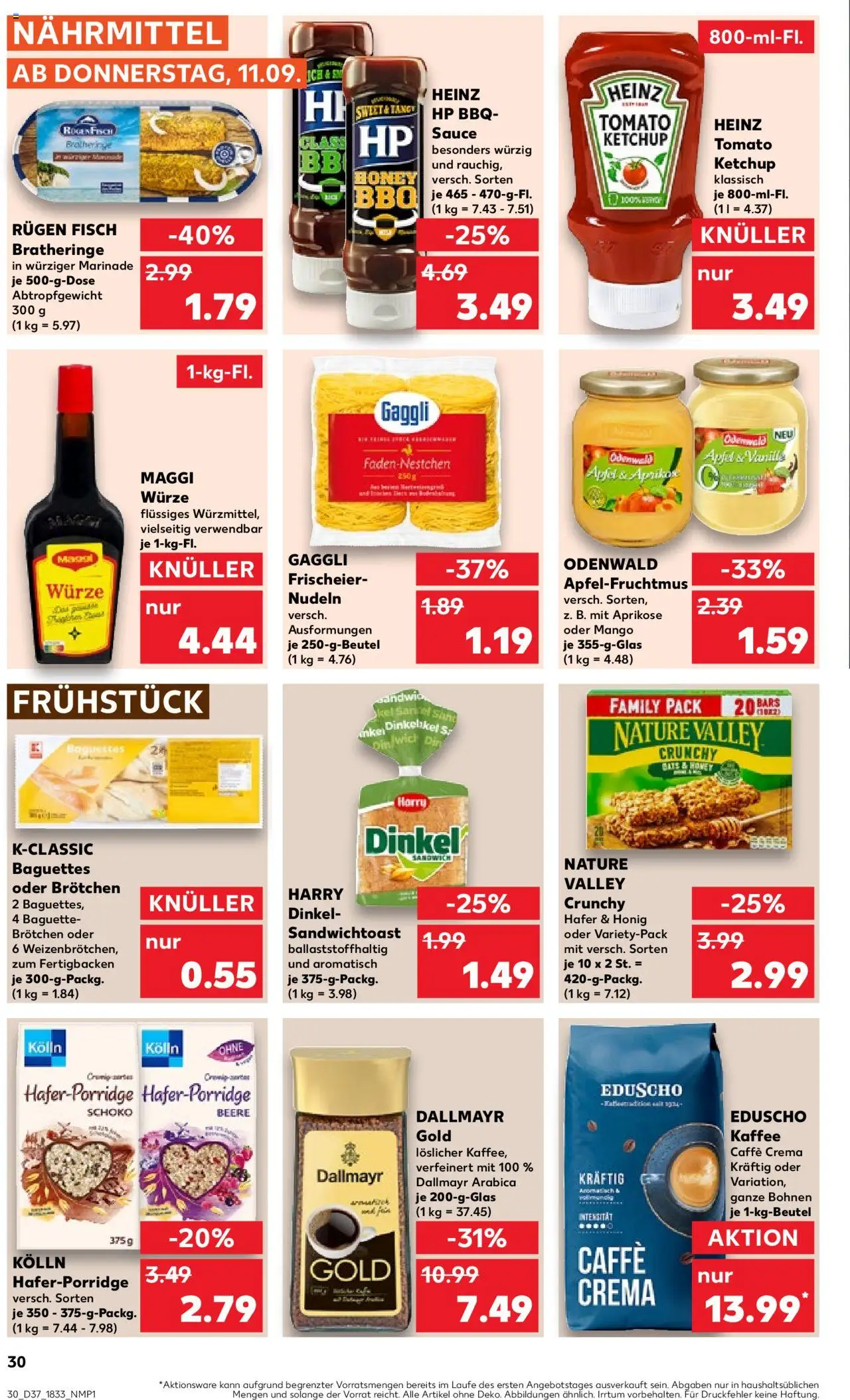 Kaufland prospekt Köln	 – gültig ab 11.09.2025 | Seite: 30 | Produkte: Äpfel, Baguette, Nudeln, Ketchup