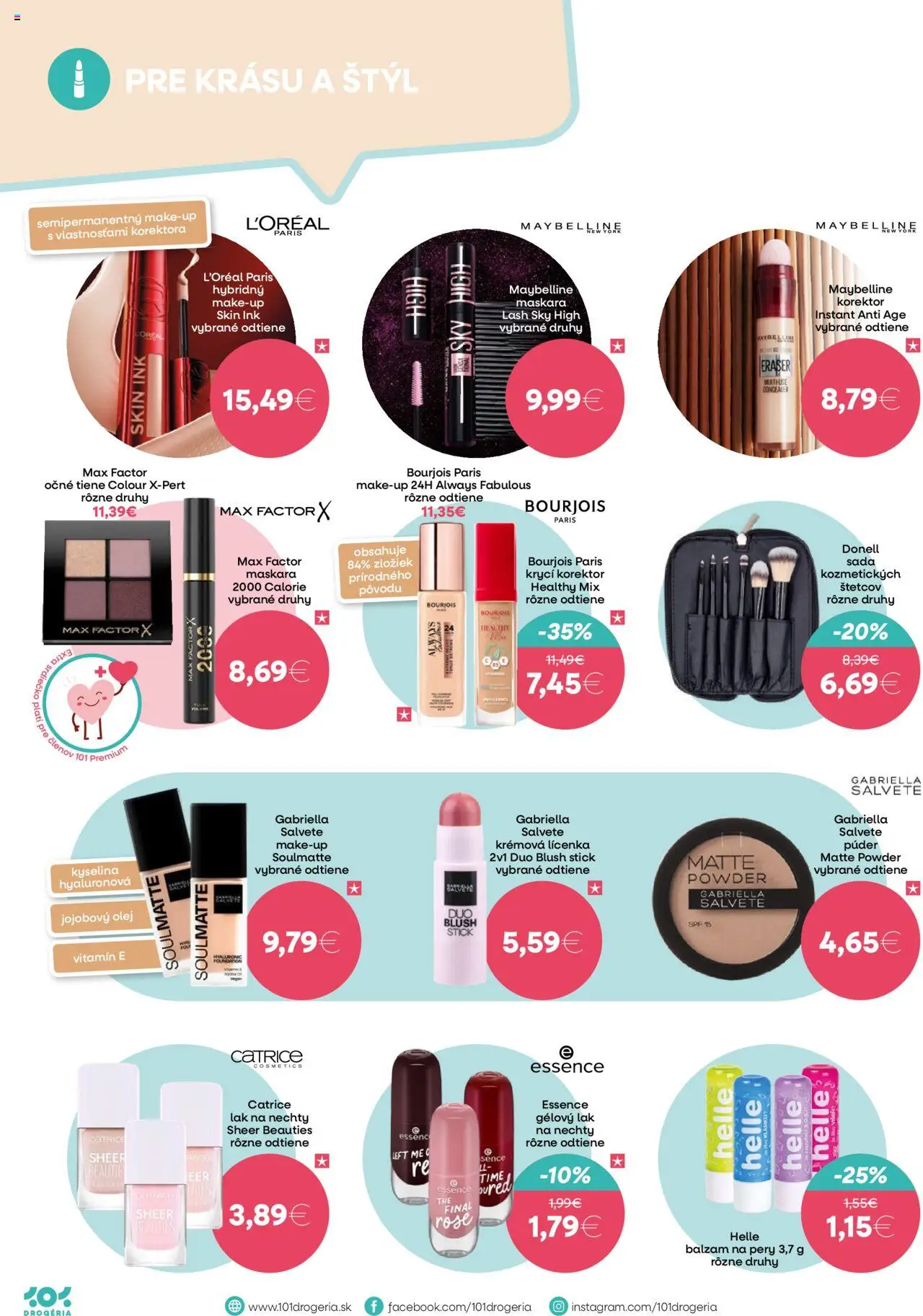 Nové 101 drogerie akcie – leták je platný od 01.10.2025 | Strana: 2 | Produkty: Korektor, Lícenka, Očné tiene, Lak na nechty