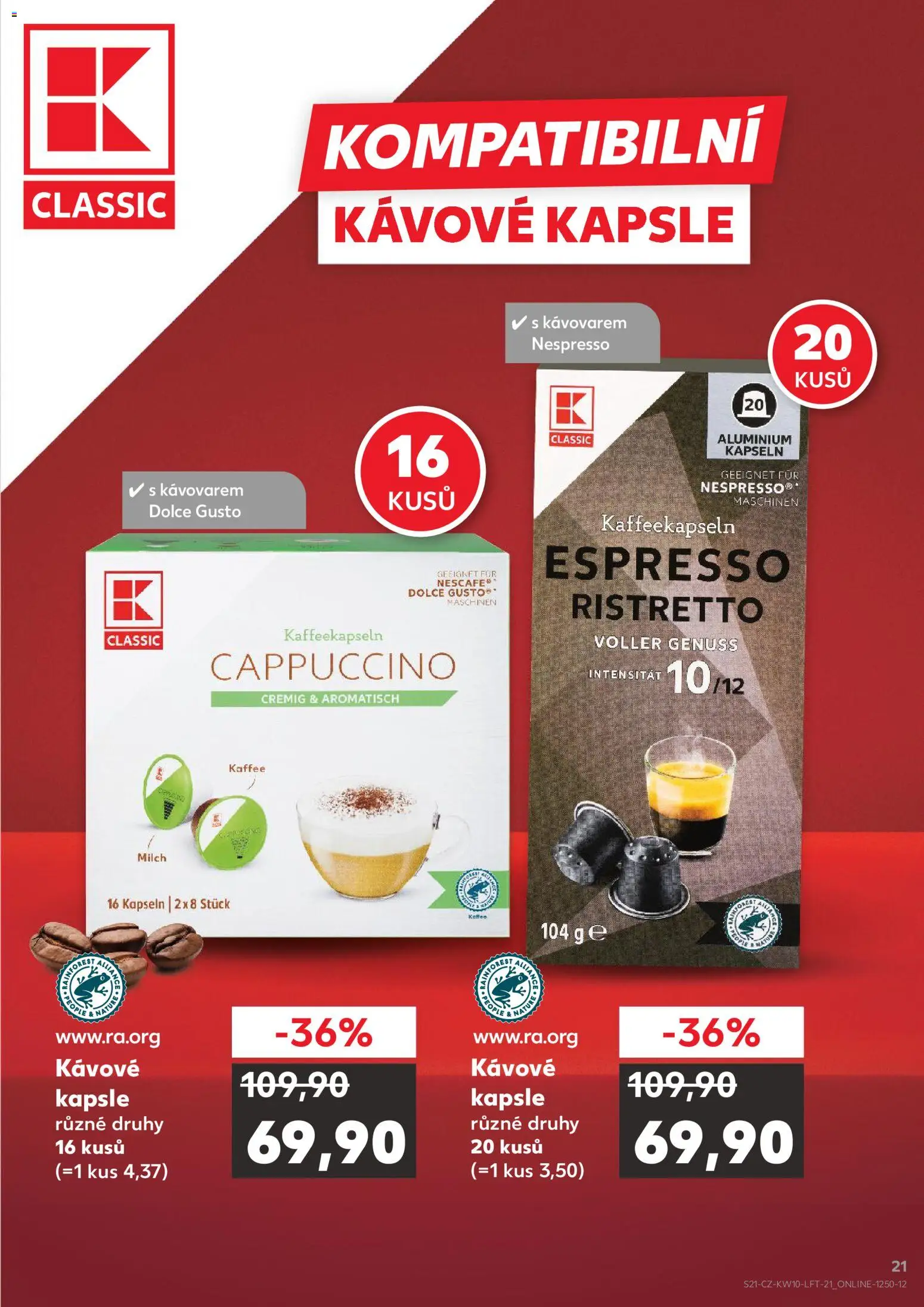 Kaufland leták - Brno od 04.03.2026 | Strana: 21 | Produkty: Dolce Gusto, Kapsle, Nespresso, Cappuccino