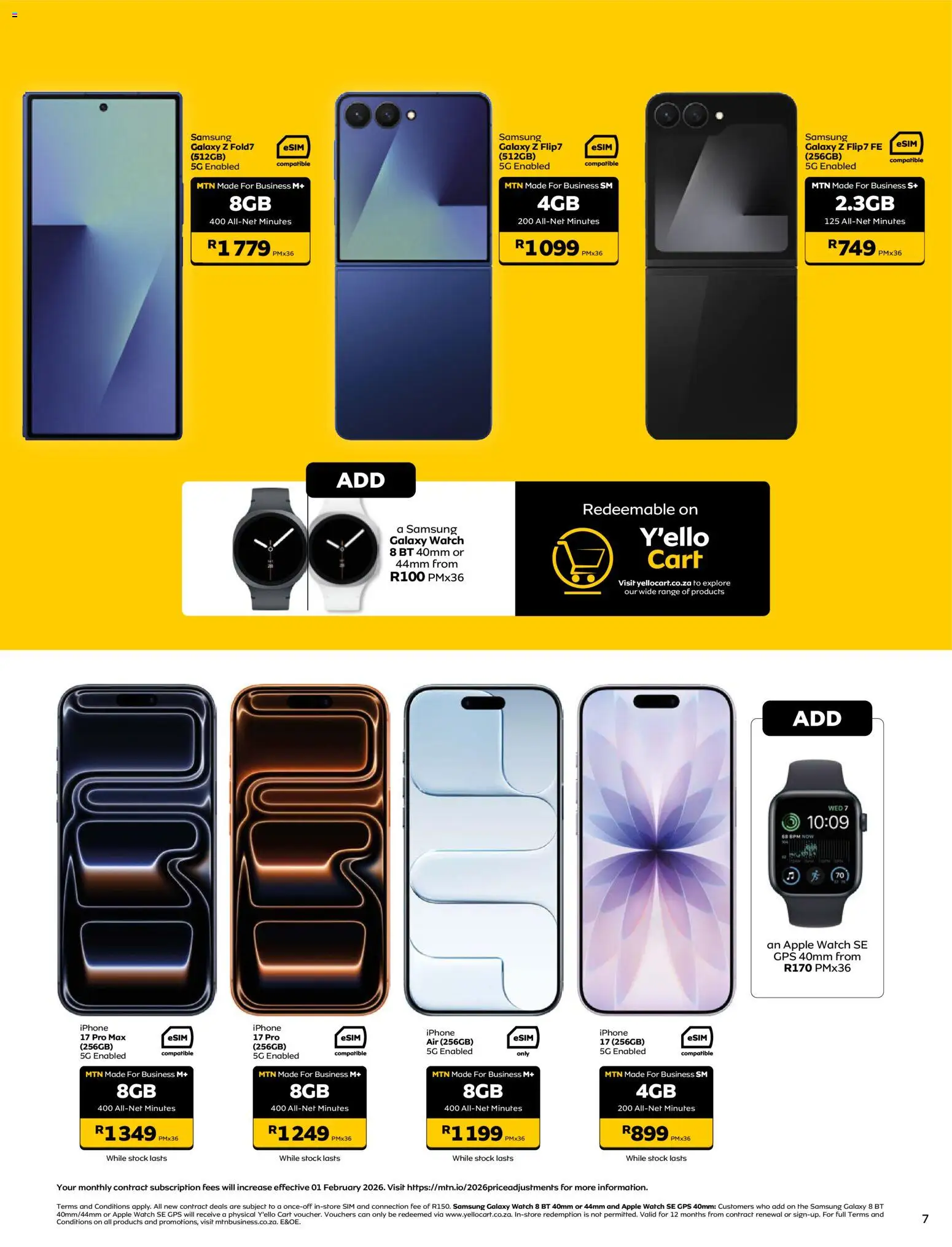 New MTN catalogue – valid from 08.12.2025 | Page: 7 | Products: Sim, Watch, Stock
