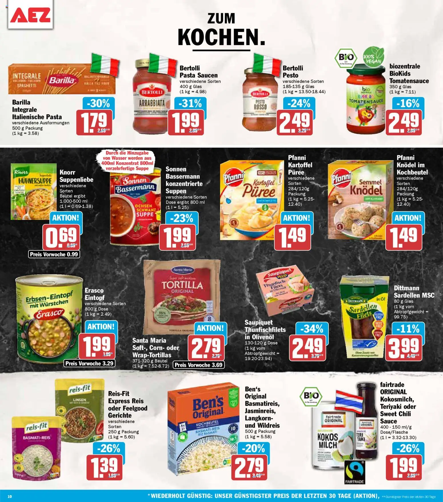 AEZ Prospekt 	 – gültig ab 19.01.2026 | Seite: 10 | Produkte: Milch, Barilla, Pasta, Reis