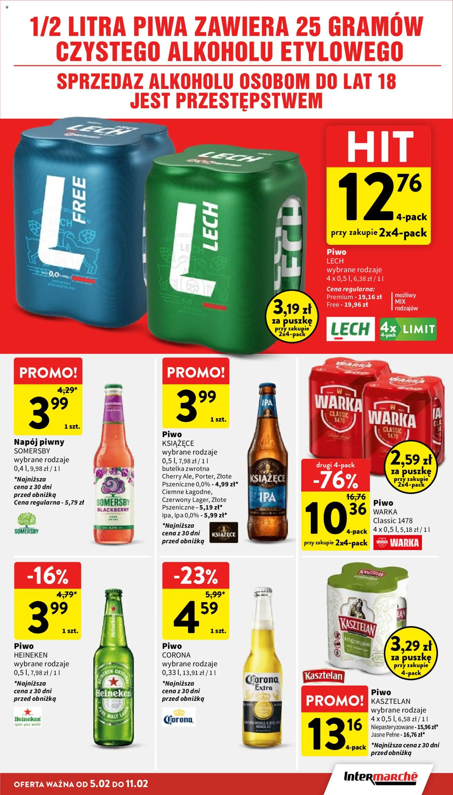 Intermarche Gazetka od 05.02.2026 | Strona: 33 | Produkty: Warka, Piwo, Somersby, Heineken