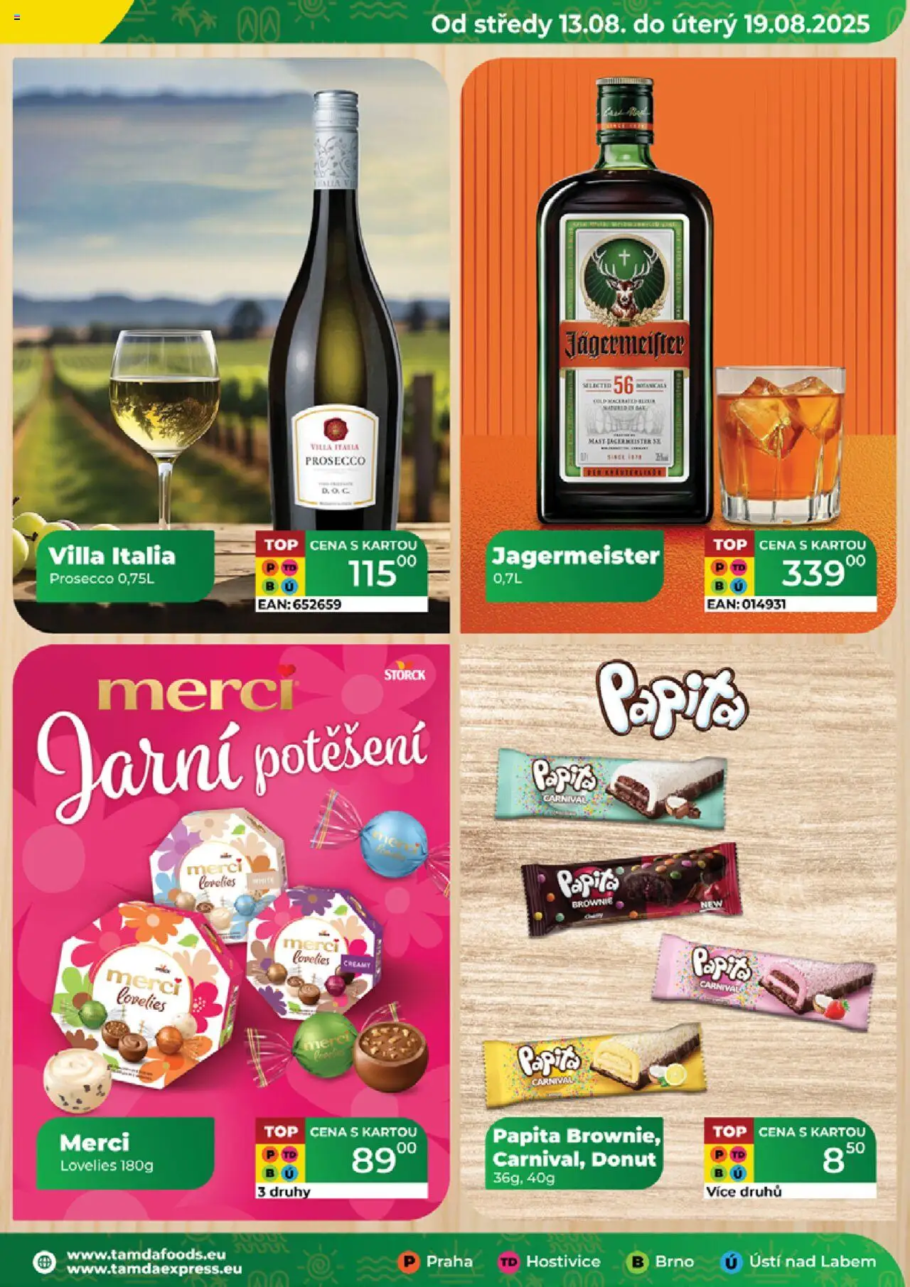 Tamda Foods leták od 13.08.2025 | Strana: 25 | Produkty: Jägermeister, Donut, Prosecco, Brownie