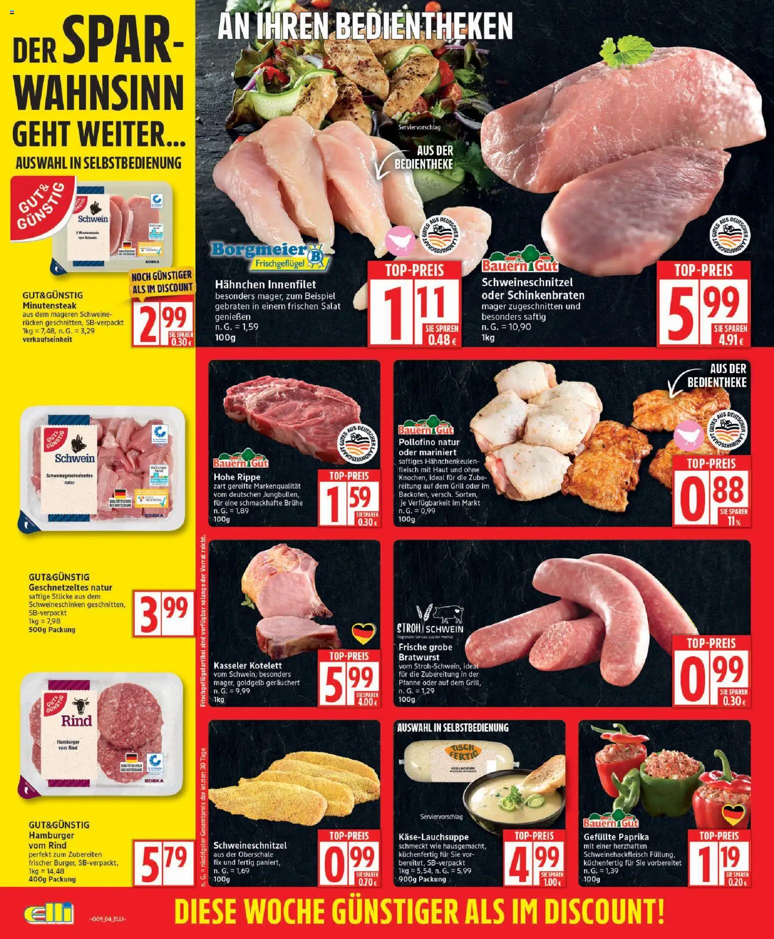 Elli Markt - Broschüre – gültig ab 23.02.2026 | Seite: 4 | Produkte: Hahnchen, Bratwurst, Fleisch, Salat