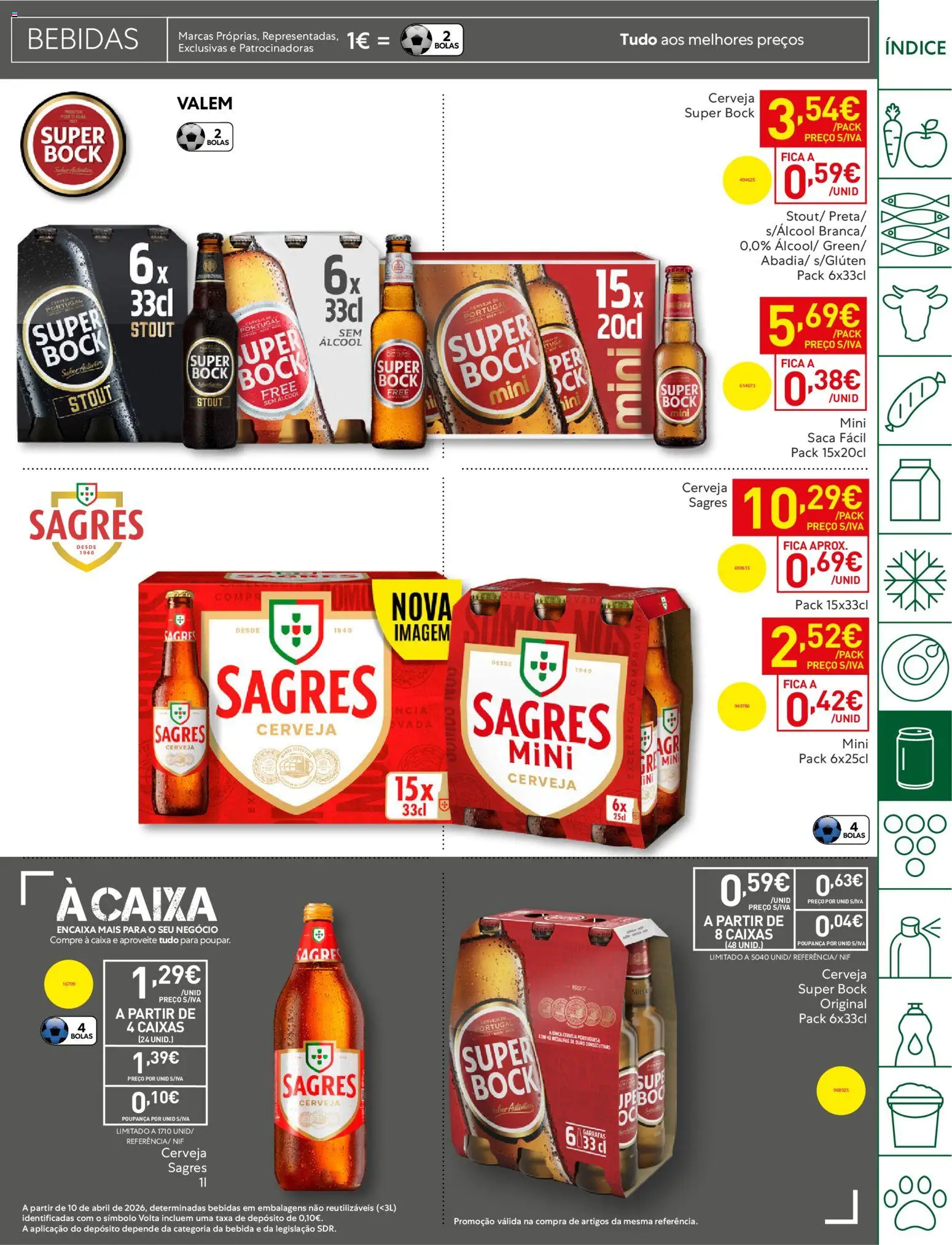 Recheio - Bons Negócios Madeira │ válido de 14.04.2026 | Página: 33 | Produtos: Super bock, Caixa, Cerveja, Bebida