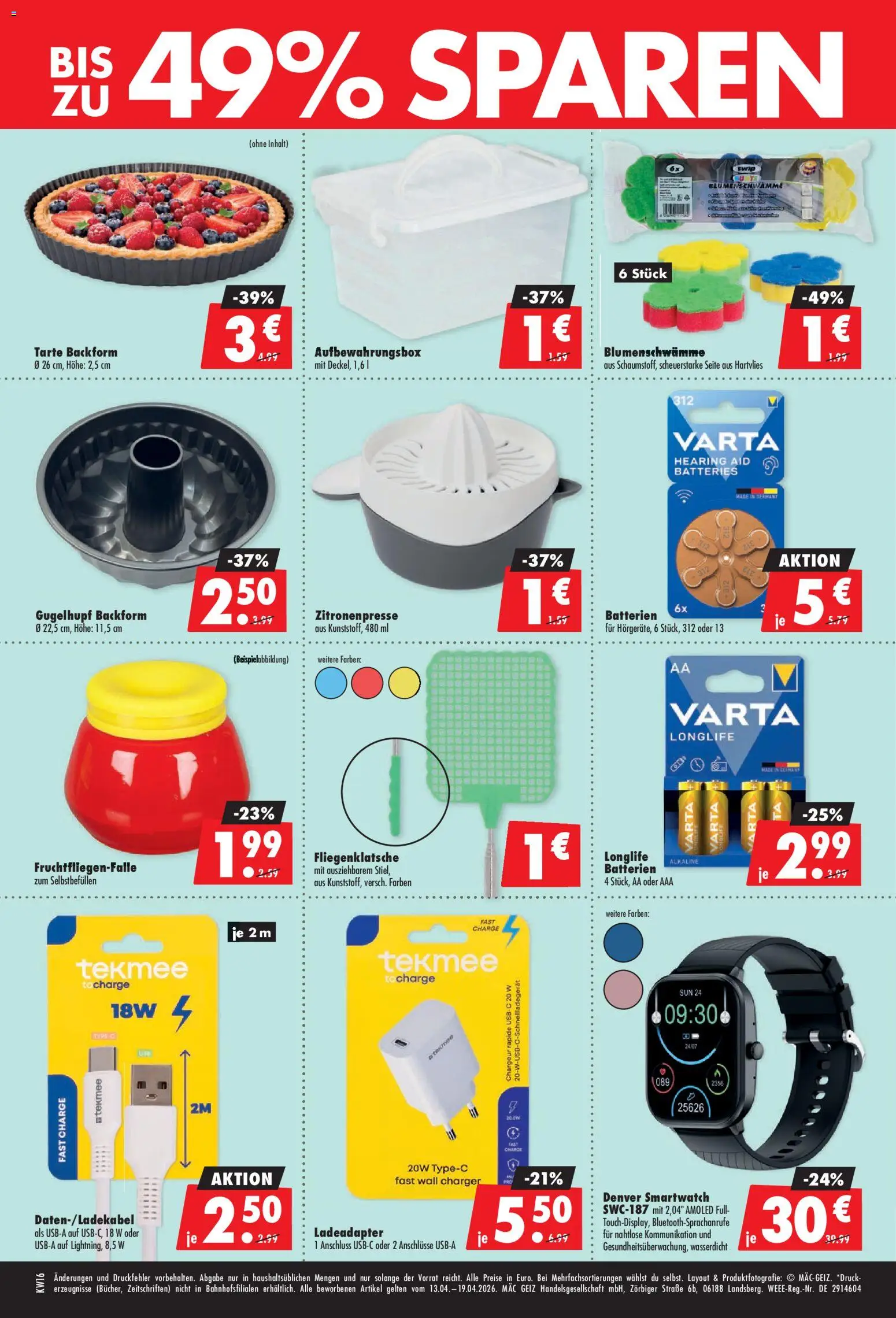 Mäc Geiz Prospekt 	 – gültig ab 13.04.2026 | Seite: 2 | Produkte: Smartwatch, Batterien