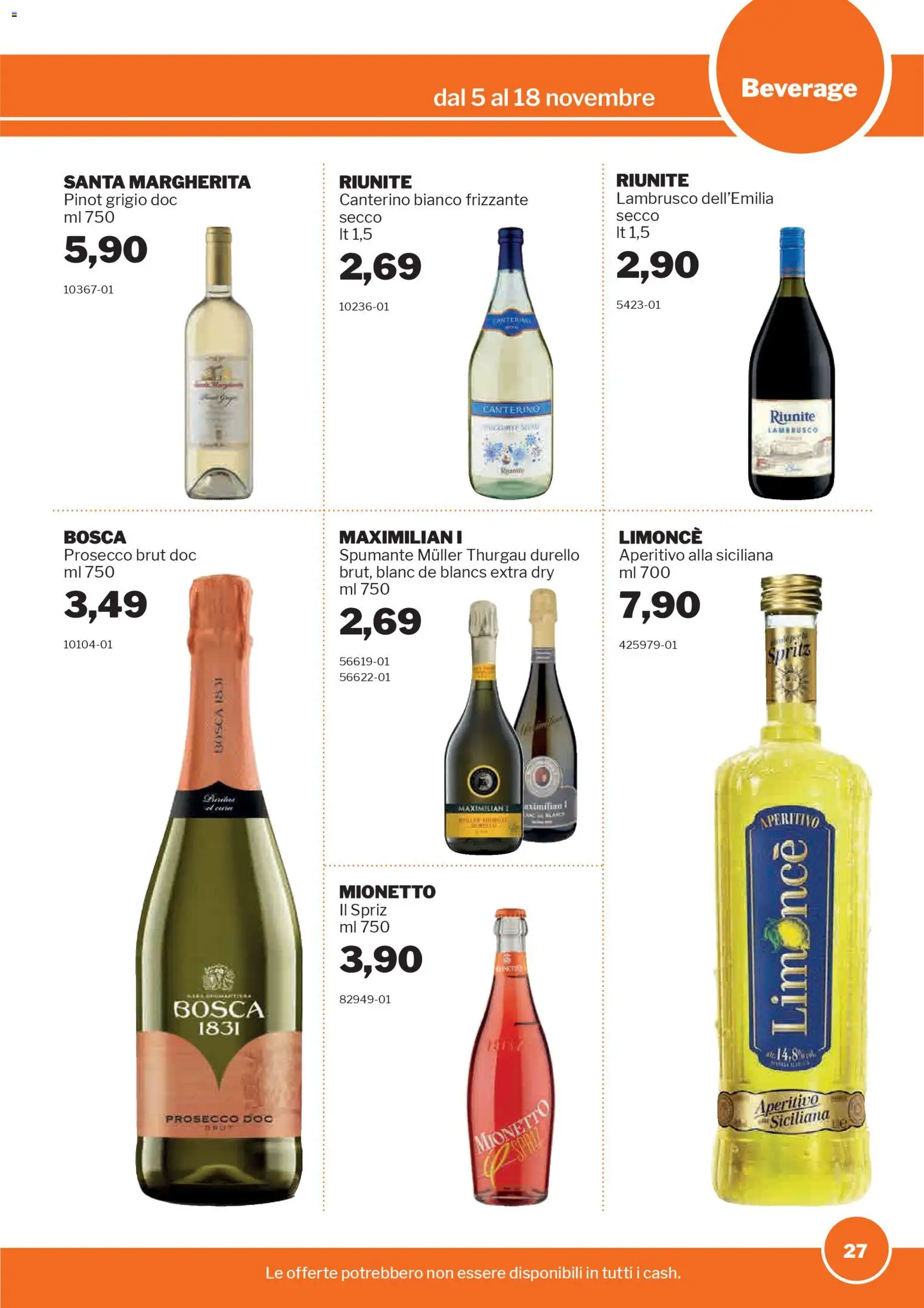 Volantino Sogegross del 05.11.2025 | Pagina: 27 | Prodotti: Prosecco, Spumante, Aperitivo
