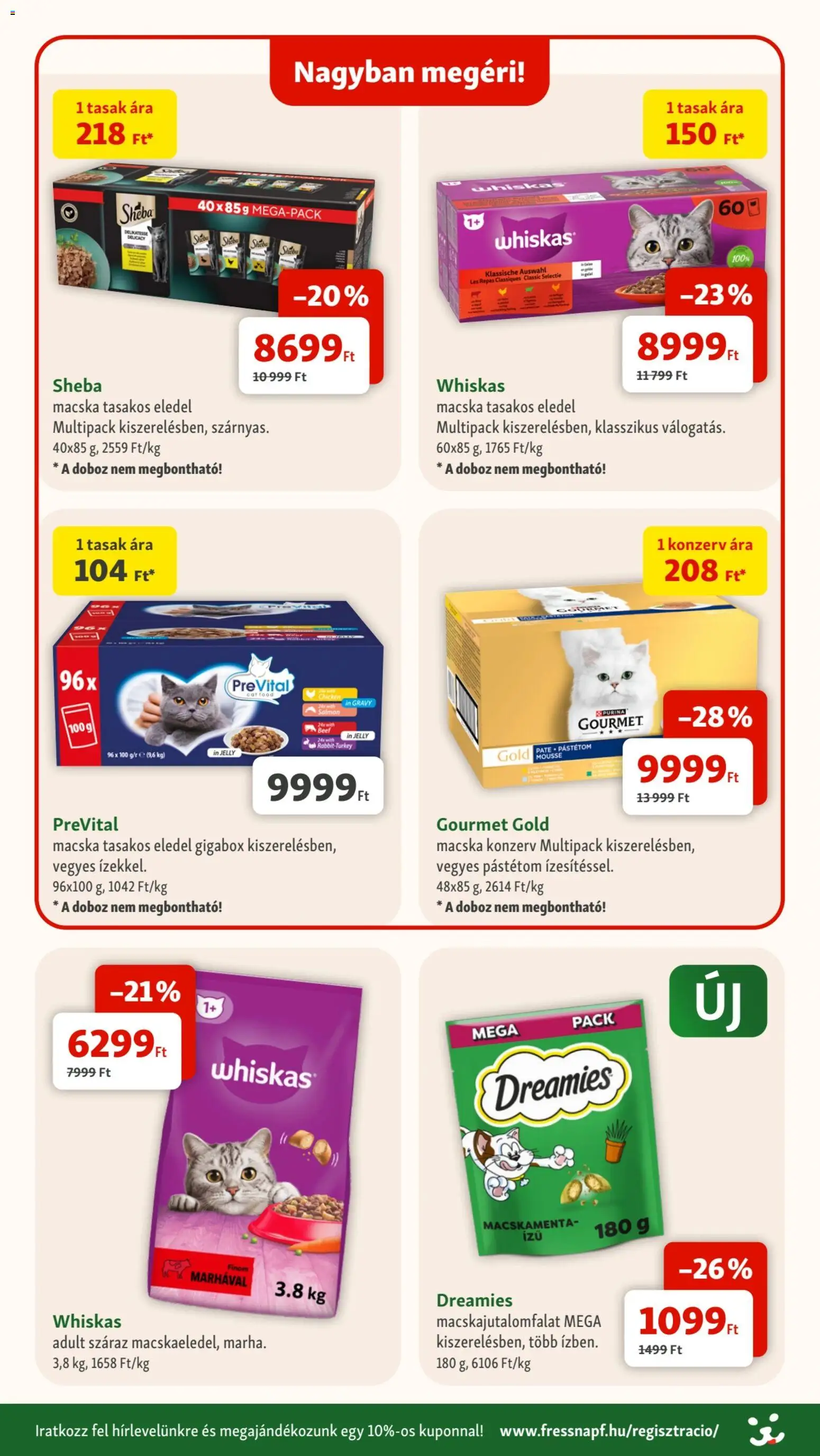 Fressnapf akciós ujság - amely érvényes a következő dátumtól: 05.03.2026 | Oldal: 8 | Termékek: Macska konzerv, Whiskas, Doboz, Pástétom