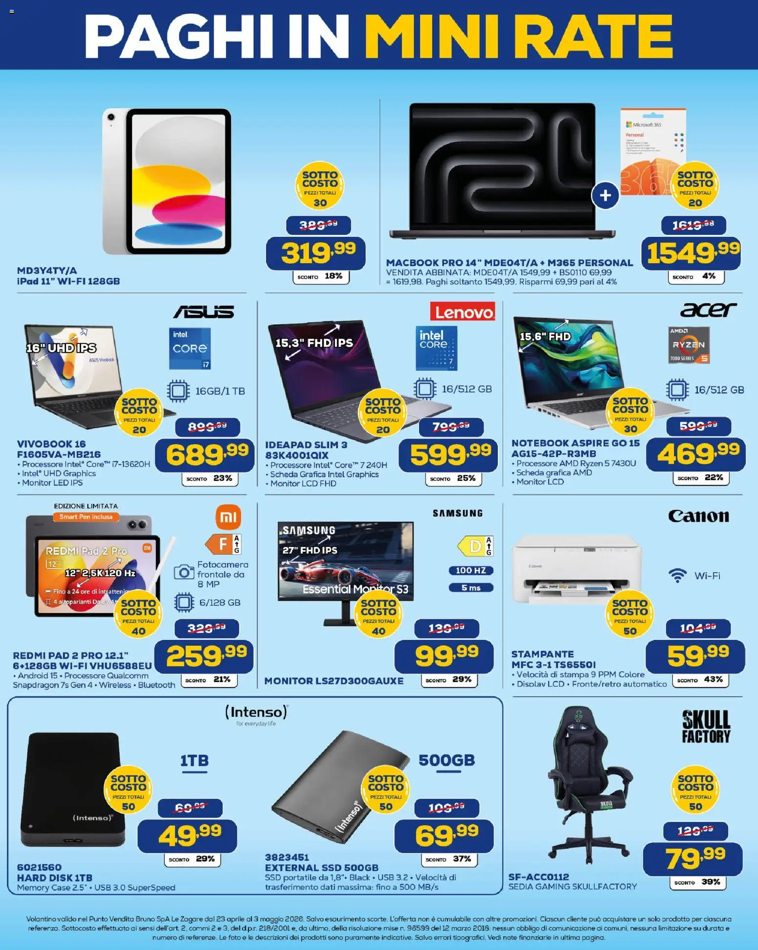 Volantino Euronics del 23.04.2026 | Pagina: 3 | Prodotti: Stampante, Stampa, Macbook, Samsung