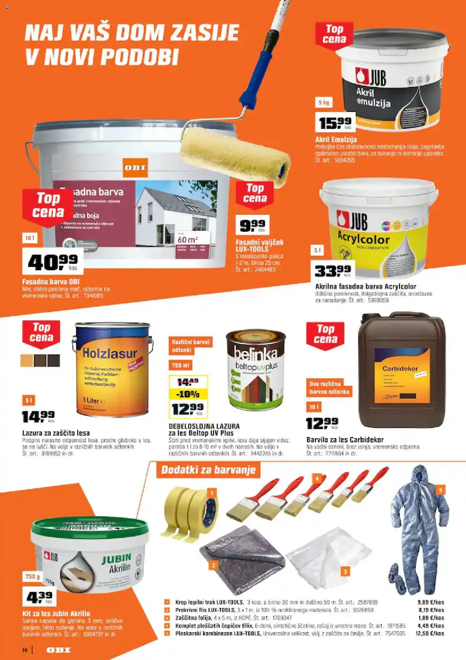 Novi OBI katalog ponudbe – veljaven od 02.04.2026 | Stran: 14 | Izdelki: Barva, Kombinezon