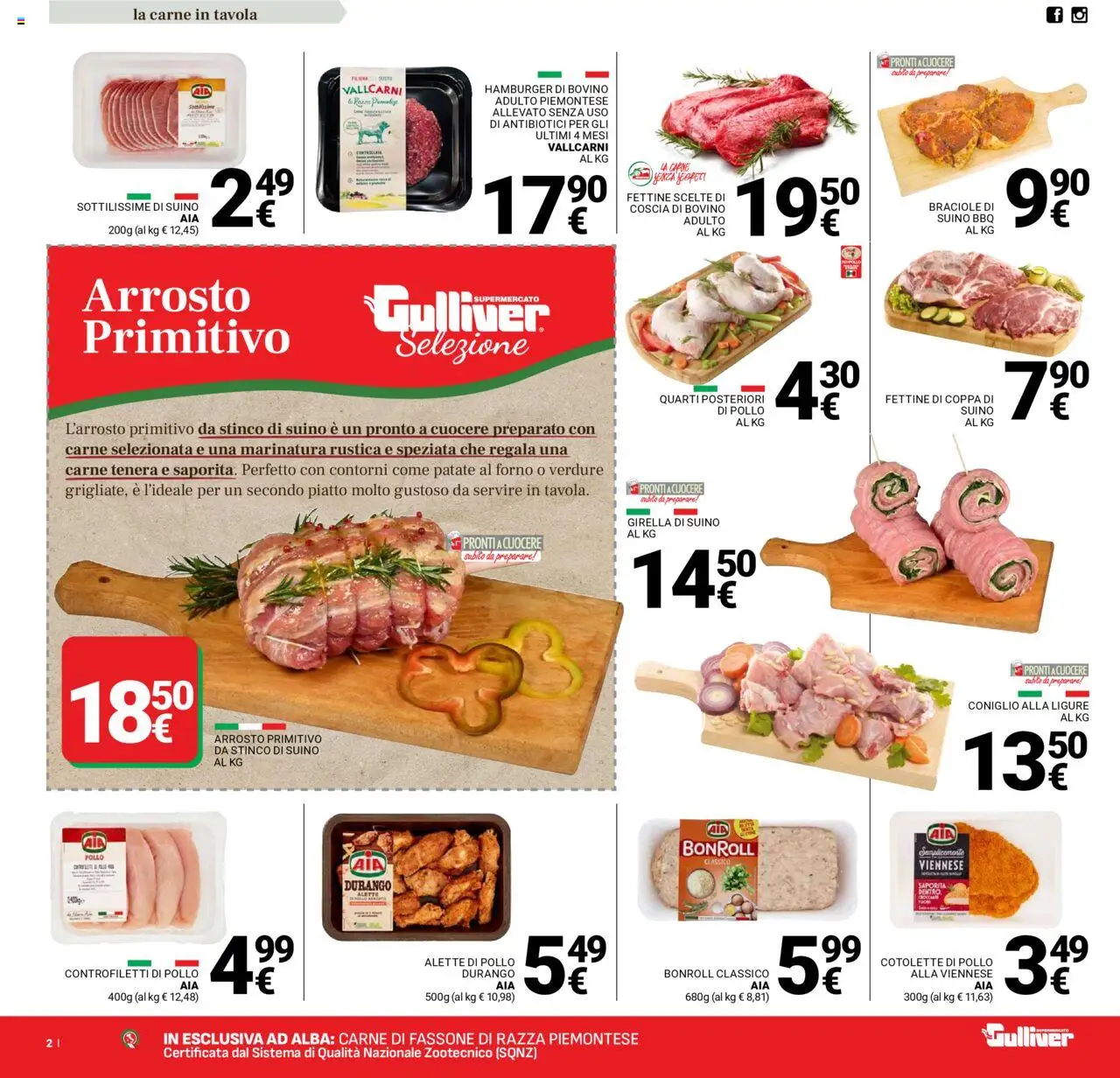 Volantino Gulliver del 21.10.2025 | Pagina: 2 | Prodotti: Pollo, Verdure, Piatto, Hamburger