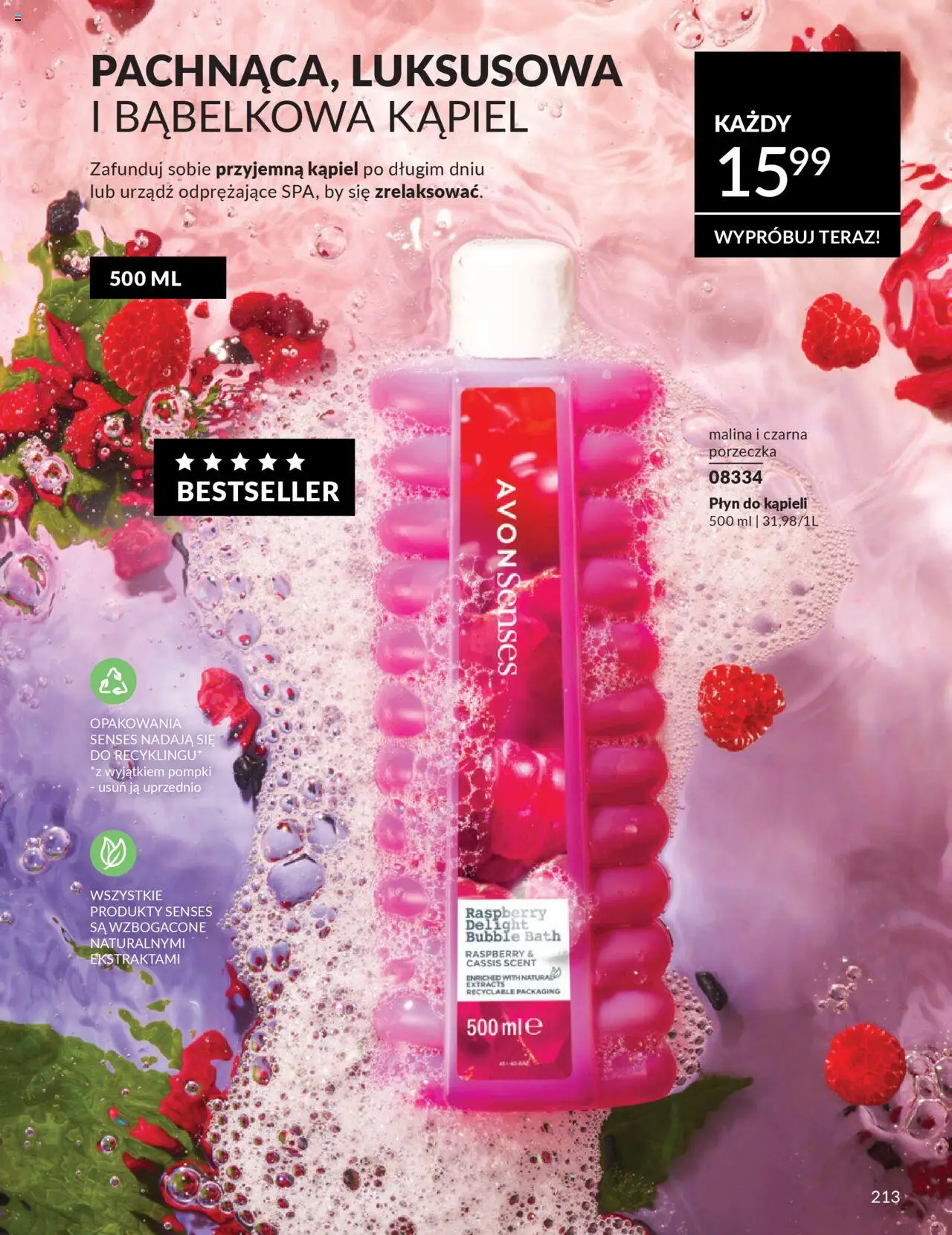 Avon Katalog 10 2025 od 01.10.2025 | Strona: 215 | Produkty: Malina, Płyn do kąpieli, Porzeczka, Kąpiel