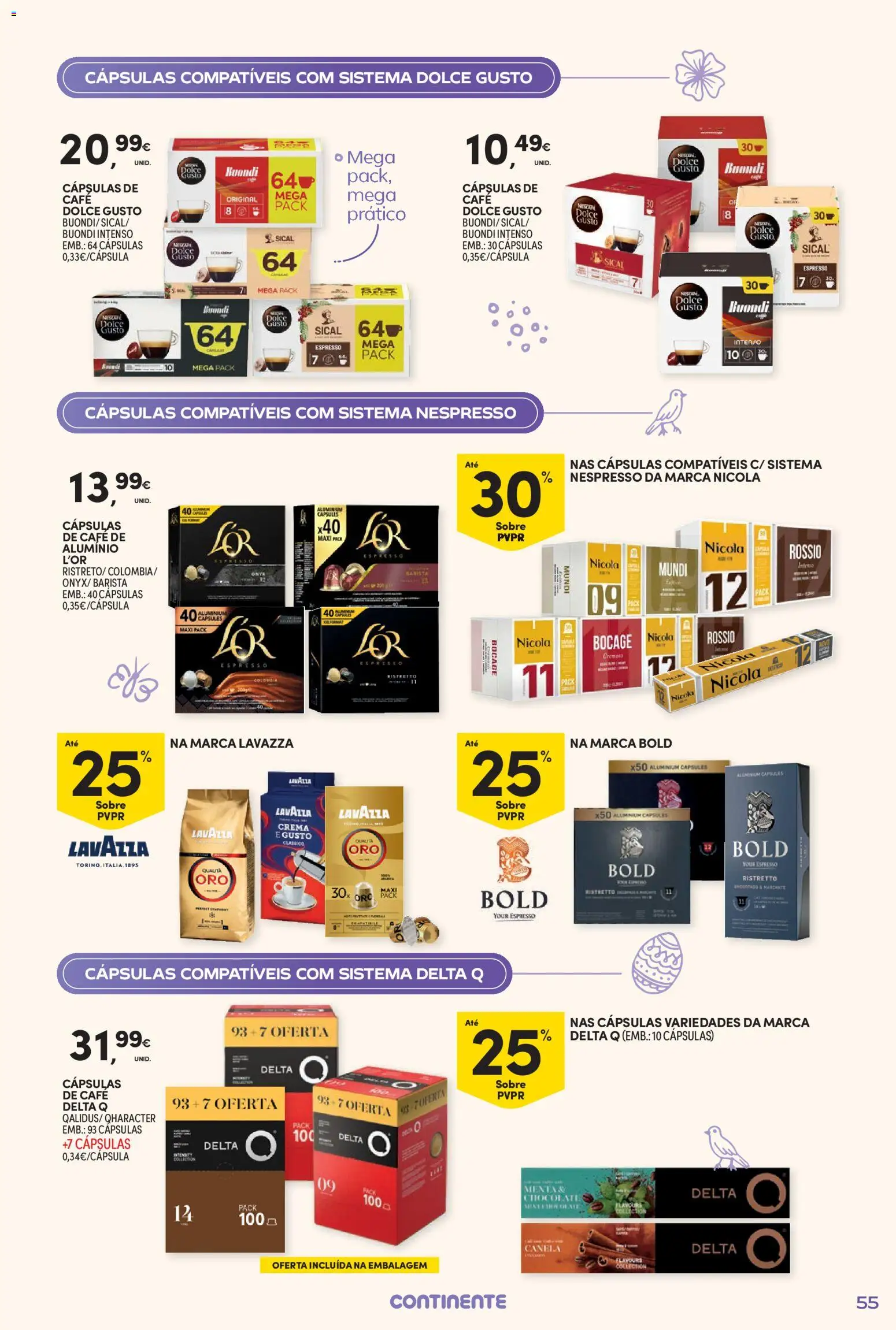 Continente - Nesta Páscoa, alimente a tradição │ válido de 17.03.2026 | Página: 55 | Produtos: Capsulas dolce gusto, Canela, Café, Dolce gusto
