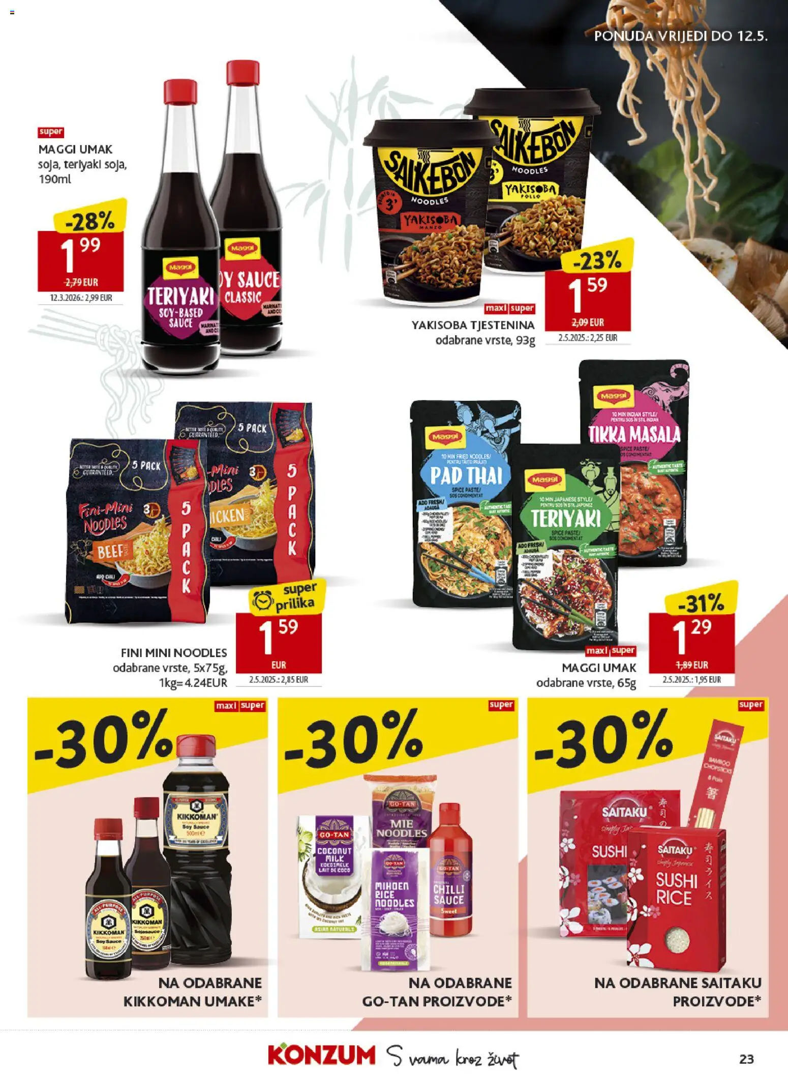 Konzum HR akciós ujság - amely érvényes a következő dátumtól: 29.04.2026 | Oldal: 23 | Termékek: Sushi, Maggi