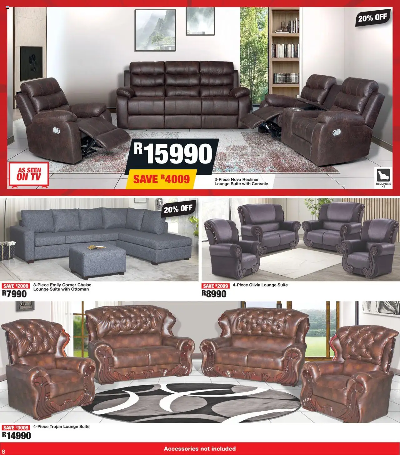 OK Furniture Catalogue │ valid from 20.08.2025 | Page: 8 | Products: TV, Lounge suite, Ottoman, Chaise