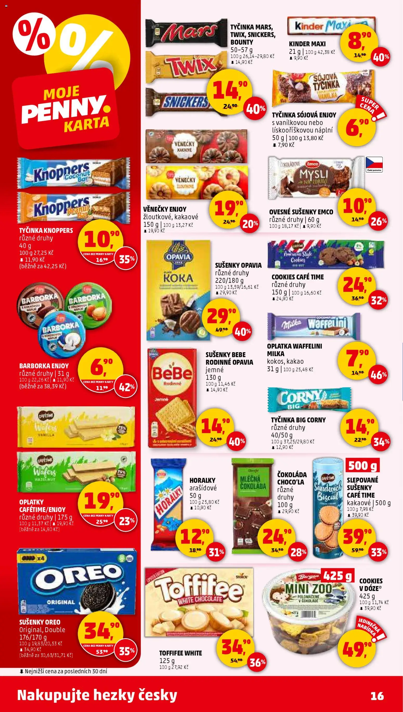 Penny Market leták - Čtvrtečník od 15.01.2026 | Strana: 16 | Produkty: Milka, Knoppers, Horalky, Bebe
