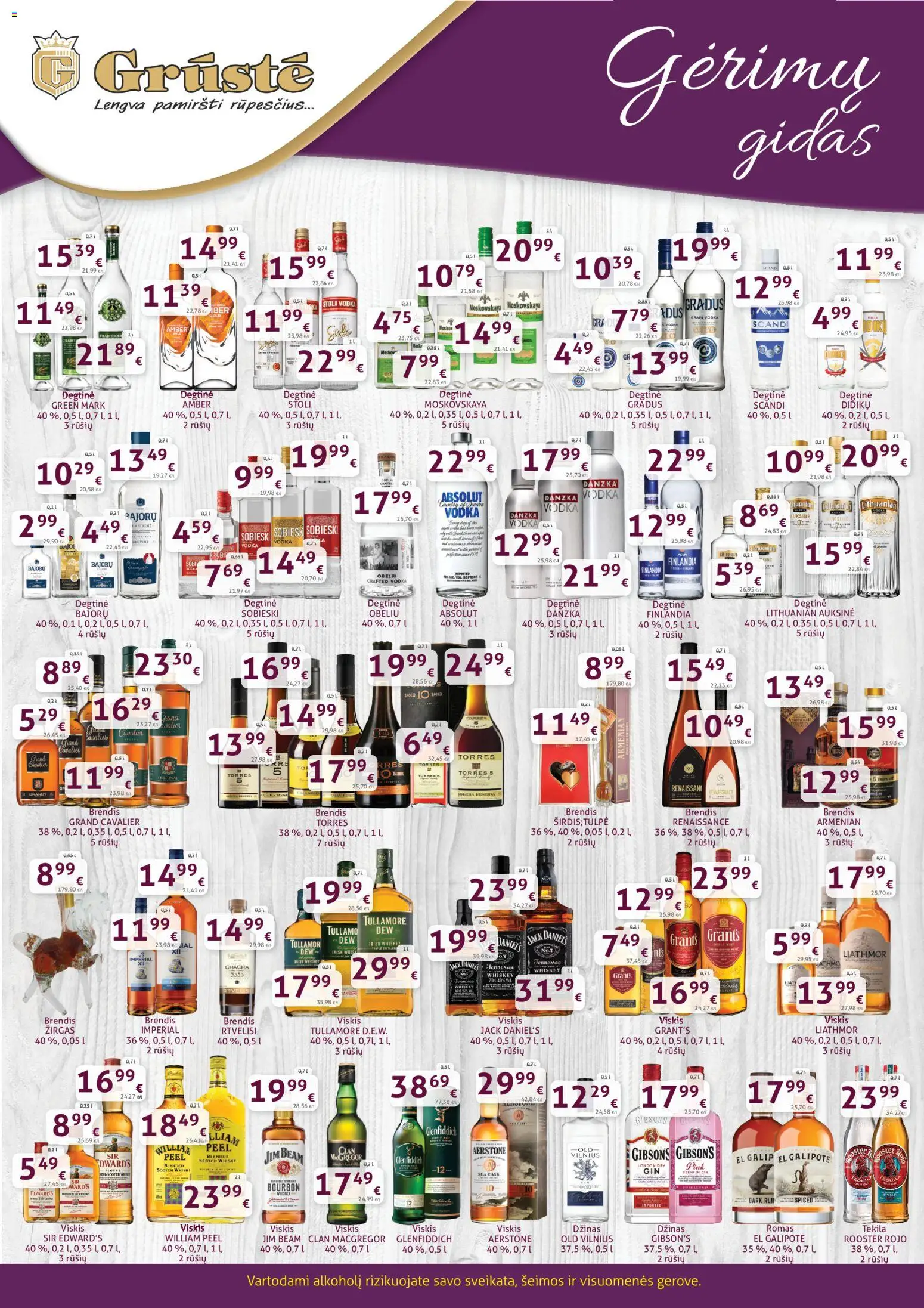 GRUSTE akcijos nuo 01.11.2025 | Puslapis: 2 | Prekių: Degtinė, Viskis, Džinas