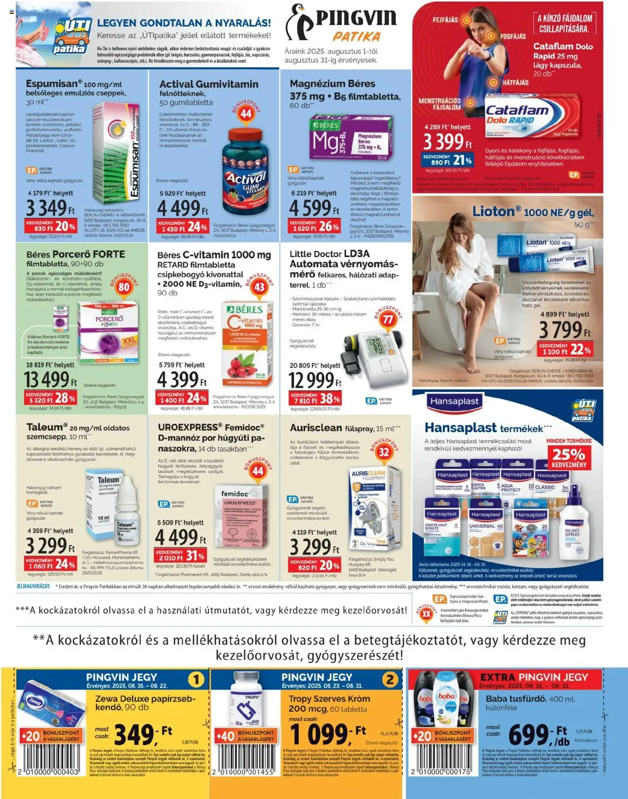 Pingvin Patika akciós ujság - amely érvényes a következő dátumtól: 01.08.2025 | Oldal: 5 | Termékek: Öv, Fellépő, Multivitamin, Cukor