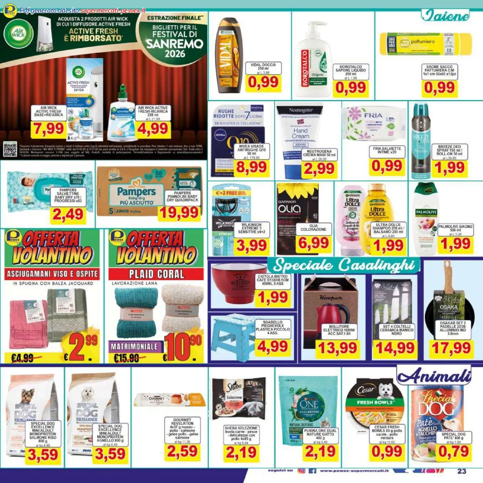 Volantino Pewex del 16.01.2026 | Pagina: 23 | Prodotti: Plaid, Riso, Pattumiera, Alluminio
