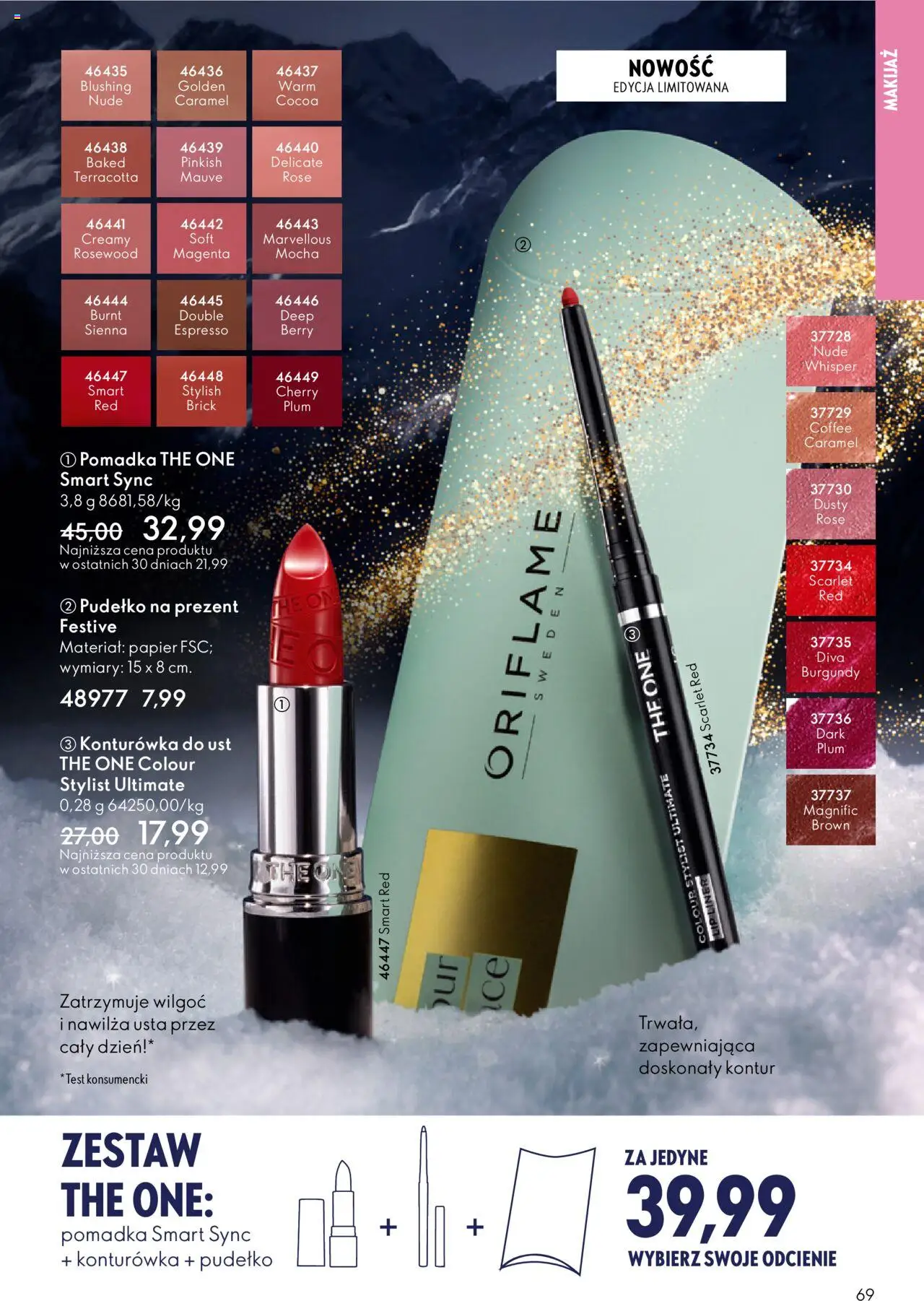 Oriflame Black Friday od 12.11.2025 | Strona: 69 | Produkty: Pudełko, Pomadka, Makijaż, Konturówka