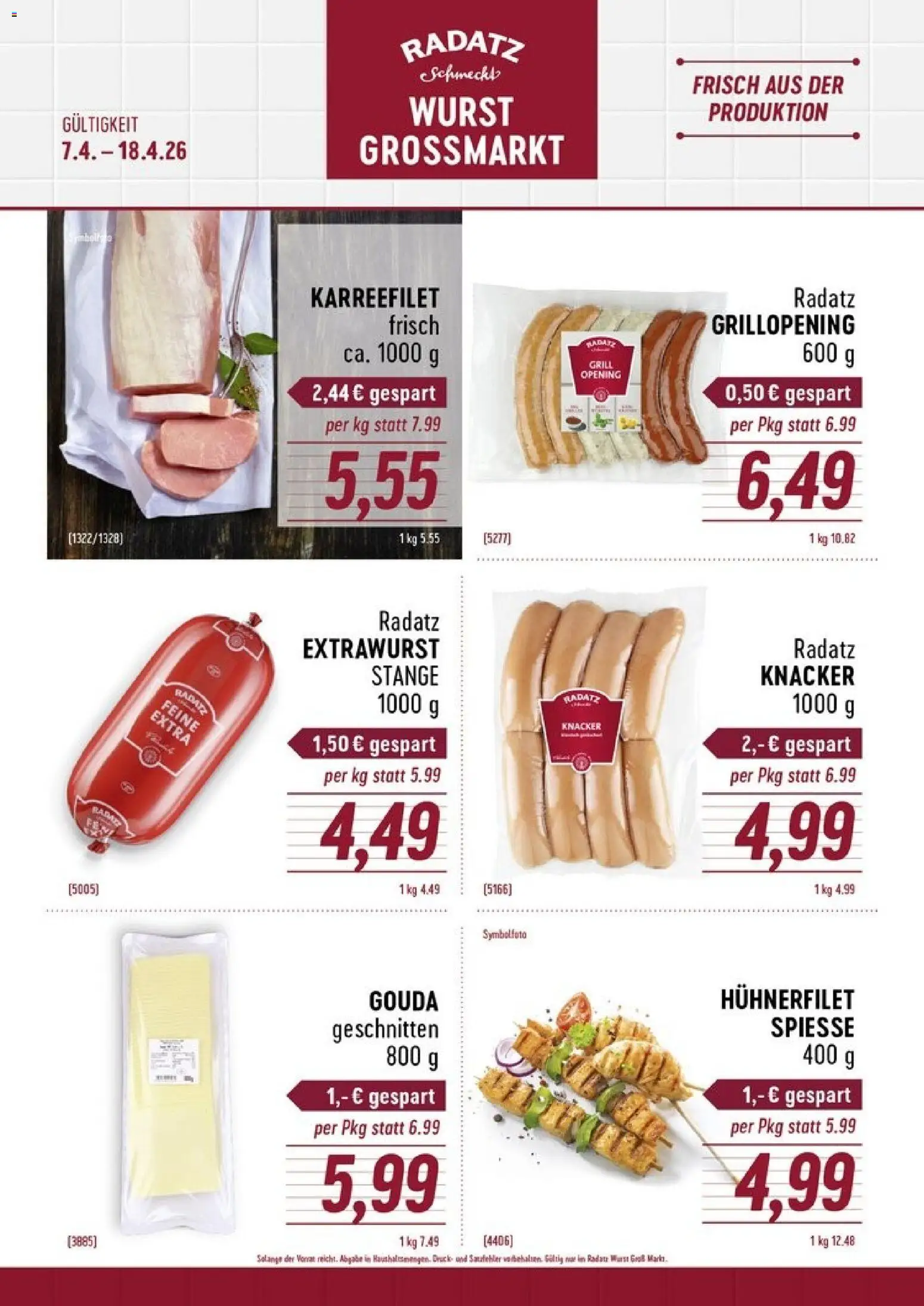 Radatz Flugblatt gültig ab 07.04.2026 | Seite: 1 | Produkte: Wurst, Grill