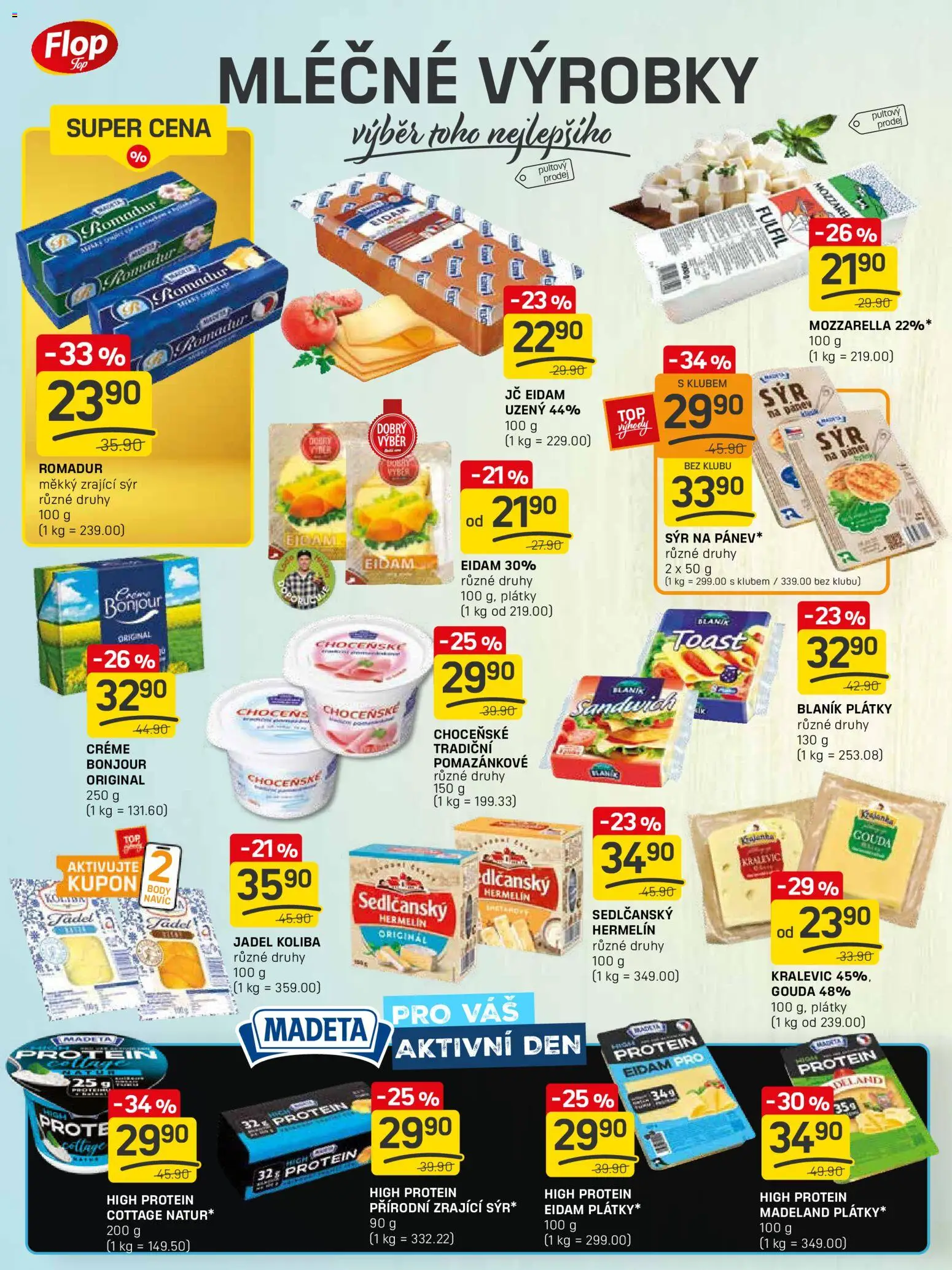 Flop leták - FlopTop od 02.01.2026 | Strana: 8 | Produkty: Romadur, Mozzarella, Body, Protein