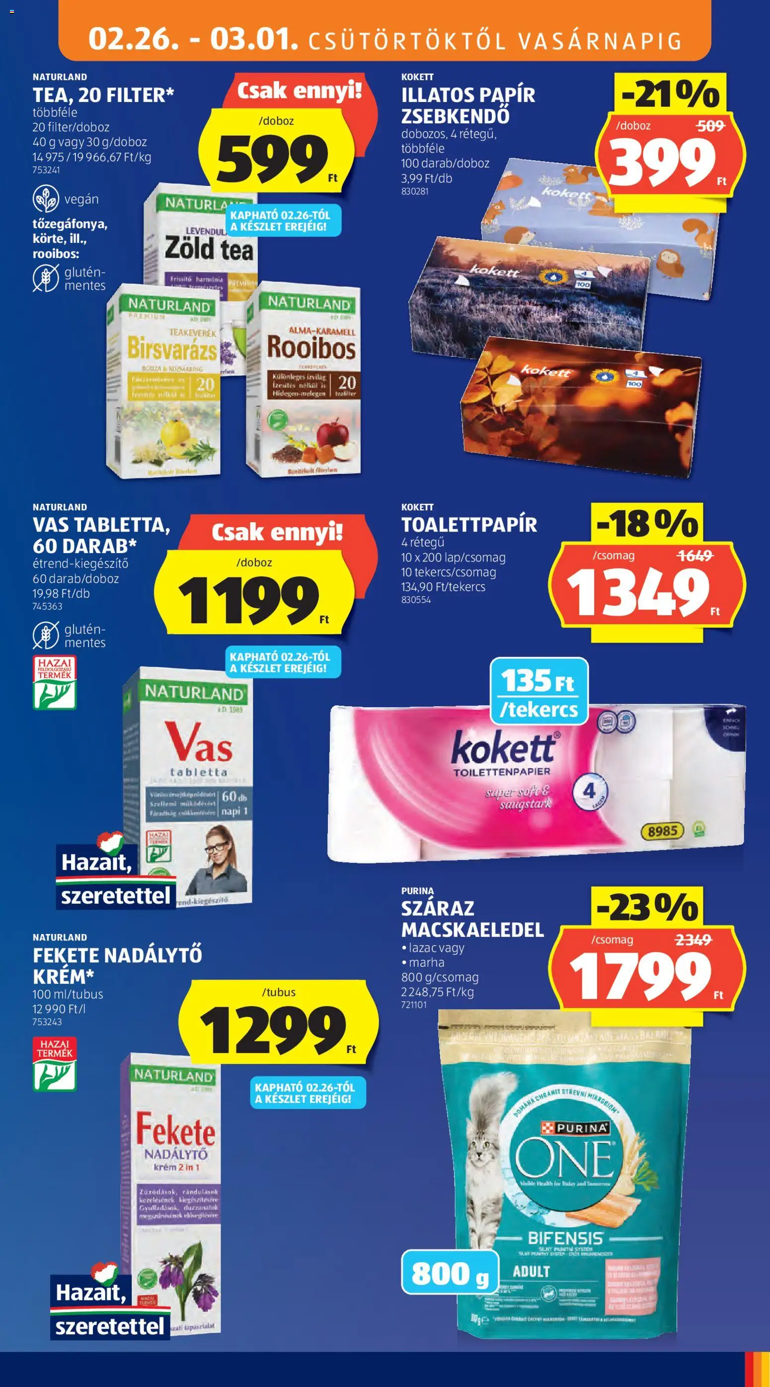 Aldi akciós ujság - amely érvényes a következő dátumtól: 26.02.2026 | Oldal: 13 | Termékek: Macskaeledel, Zöld tea, Lazac, Tea
