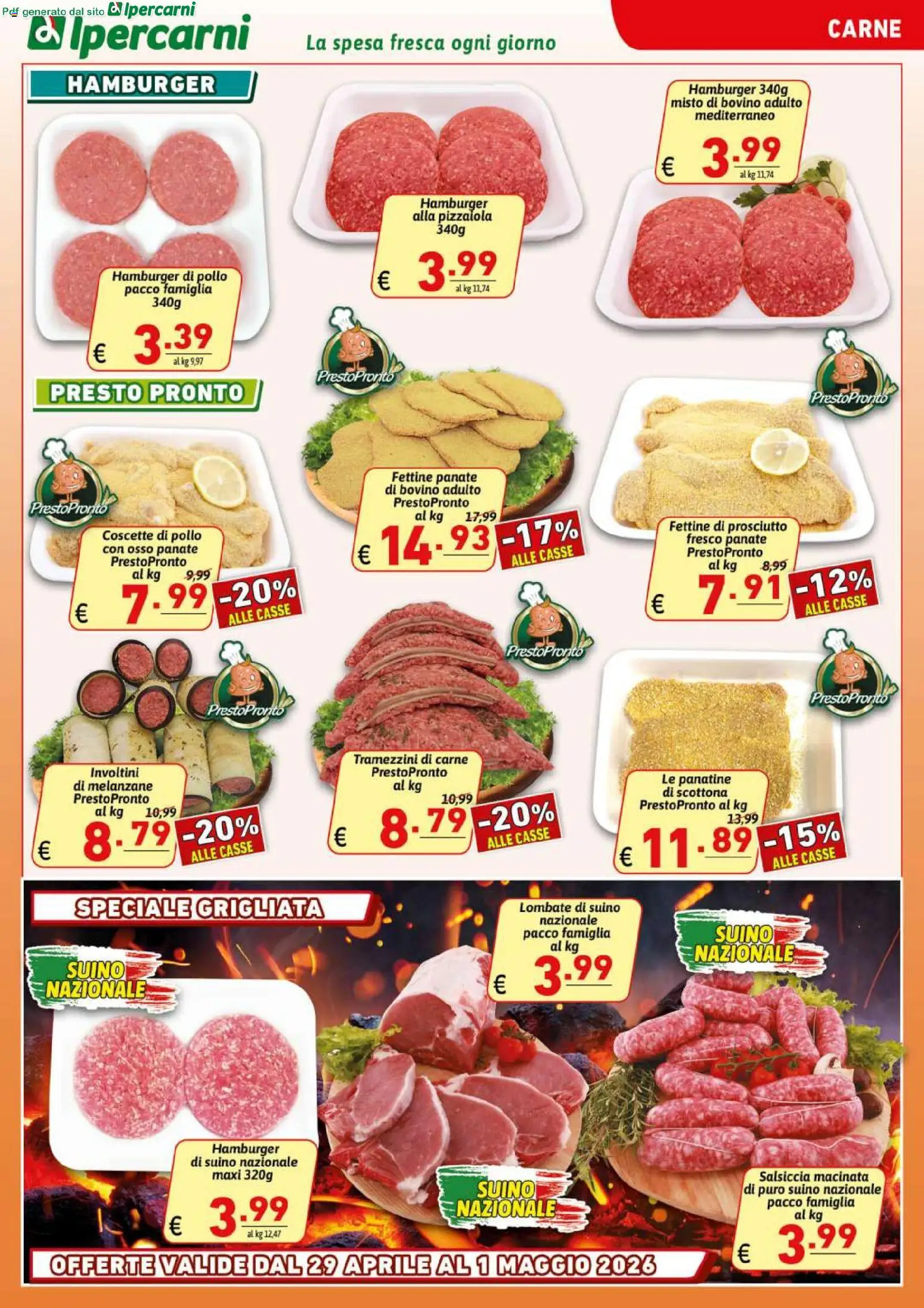 Volantino Ipercarni del 29.04.2026 | Pagina: 3 | Prodotti: Bovino, Pollo, Prosciutto, Salsiccia