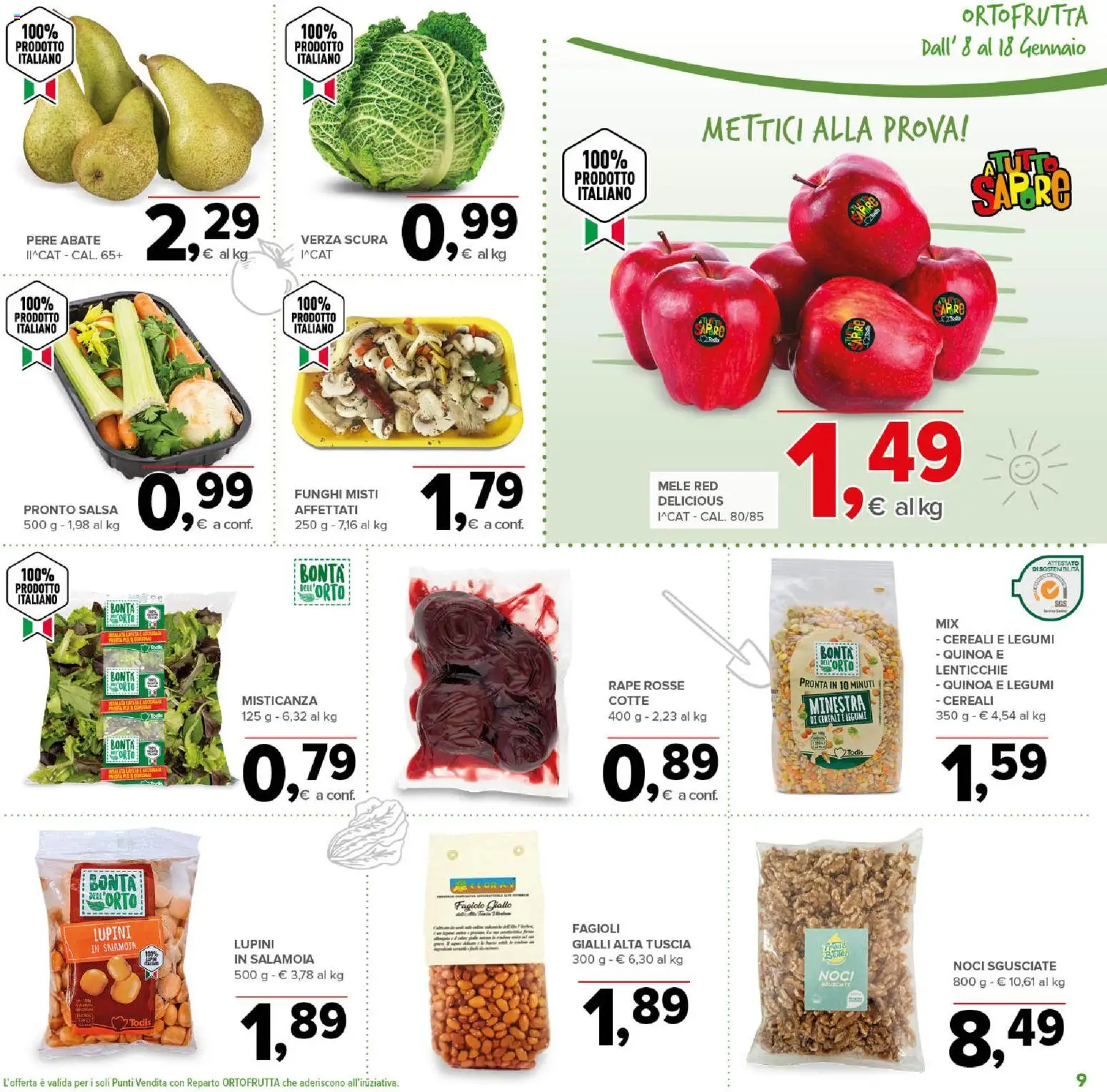 Volantino Todis del 08.01.2026 | Pagina: 9 | Prodotti: Fagioli, Lenticchie, Salsa, Quinoa