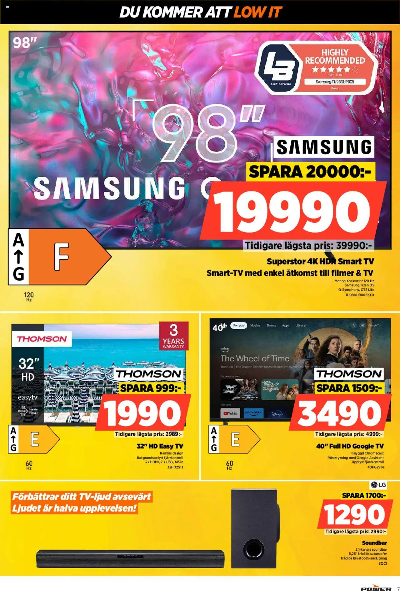 Power reklamblad aktuell från 23.06.2025 | Sida: 7 | Produkter: Smart tv, Fjärrkontroll, Tv