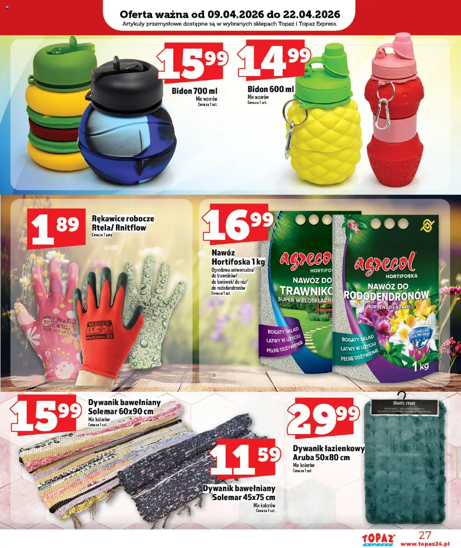 Topaz gazetka - Express od 09.04.2026 | Strona: 27 | Produkty: Dywanik łazienkowy, Artykuły przemysłowe, Róż