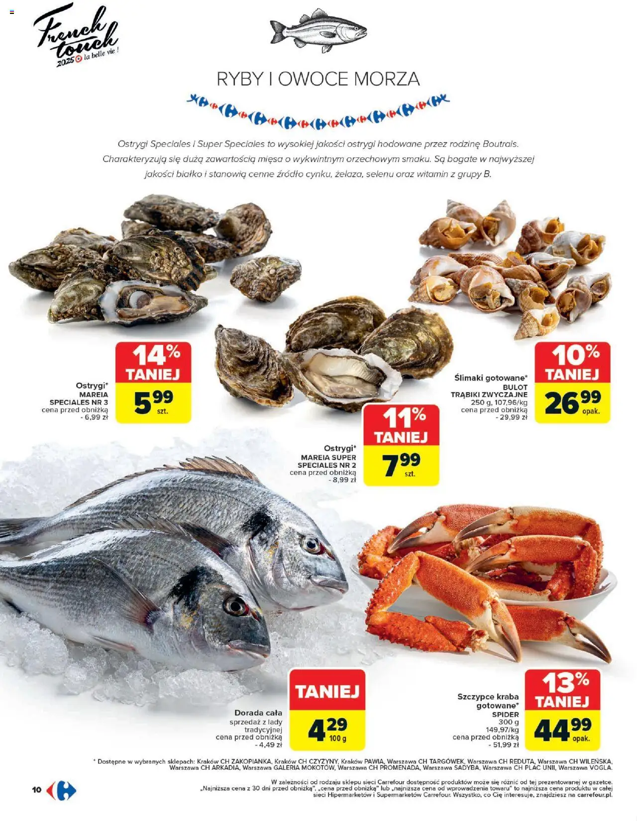 Carrefour Gazetka - French Touch od 13.10.2025 | Strona: 10 | Produkty: Ostrygi, Dorada, Ryby, Owoce