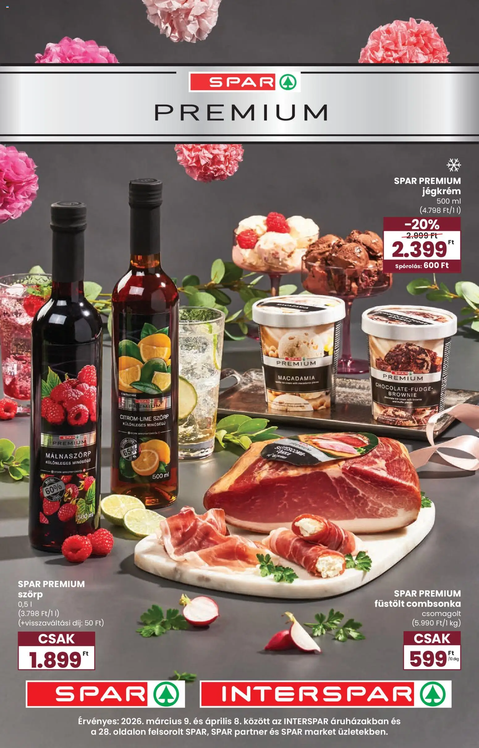 Spar akciós ujság - amely érvényes a következő dátumtól: 09.03.2026 | Oldal: 30 | Termékek: Szörp, Brownie, Jégkrém, Combsonka