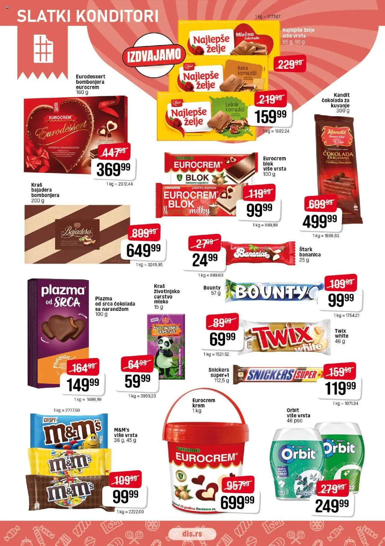 DIS katalog - važi od 14.08.2025 | Strana: 12 | Proizvode: Twix, Bombonjera, Eurocrem, Čokolada