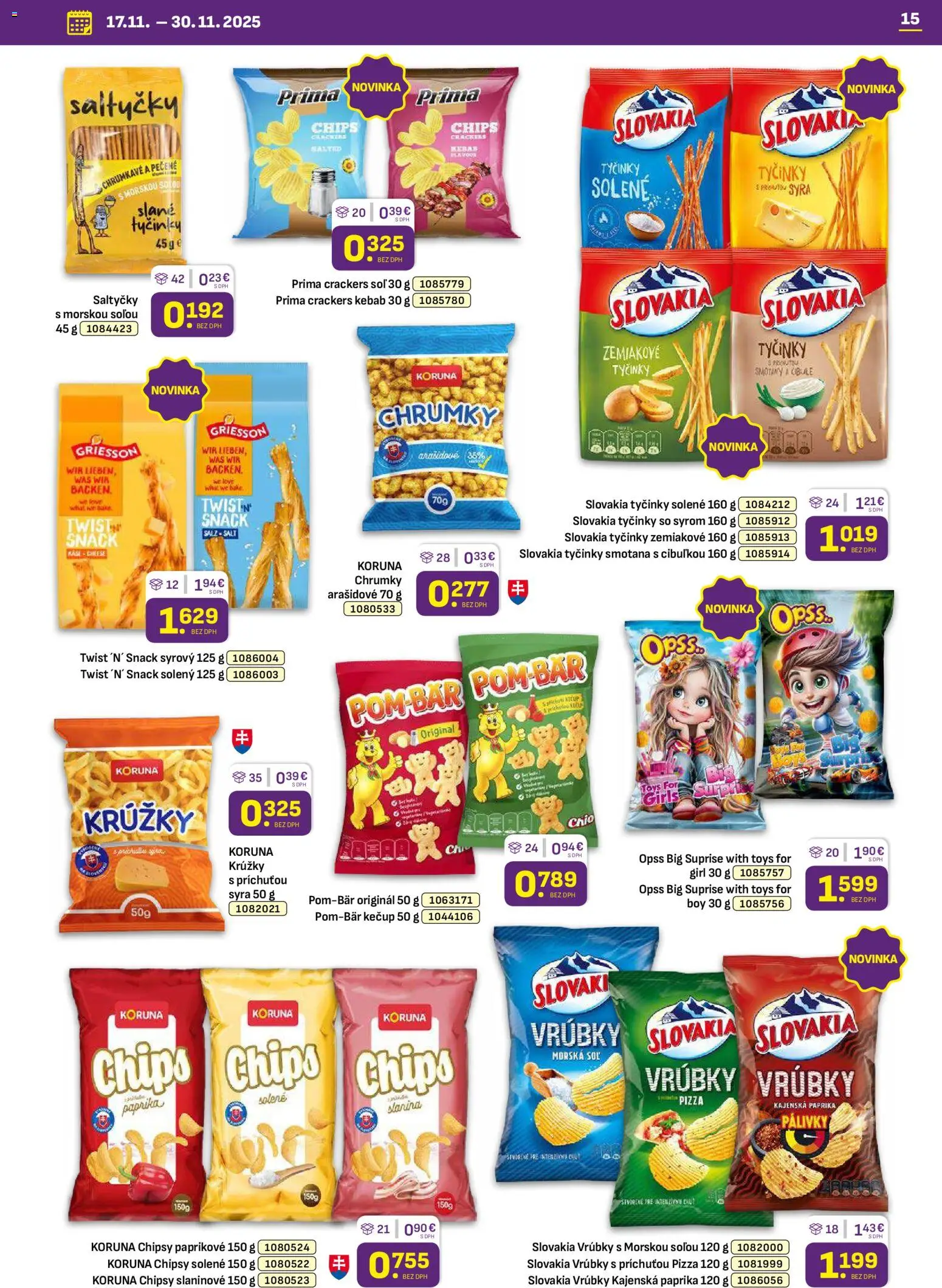 Nové Libex akcie – leták je platný od 17.11.2025 | Strana: 15 | Produkty: Pizza, Smotana, Kečup, Soľ