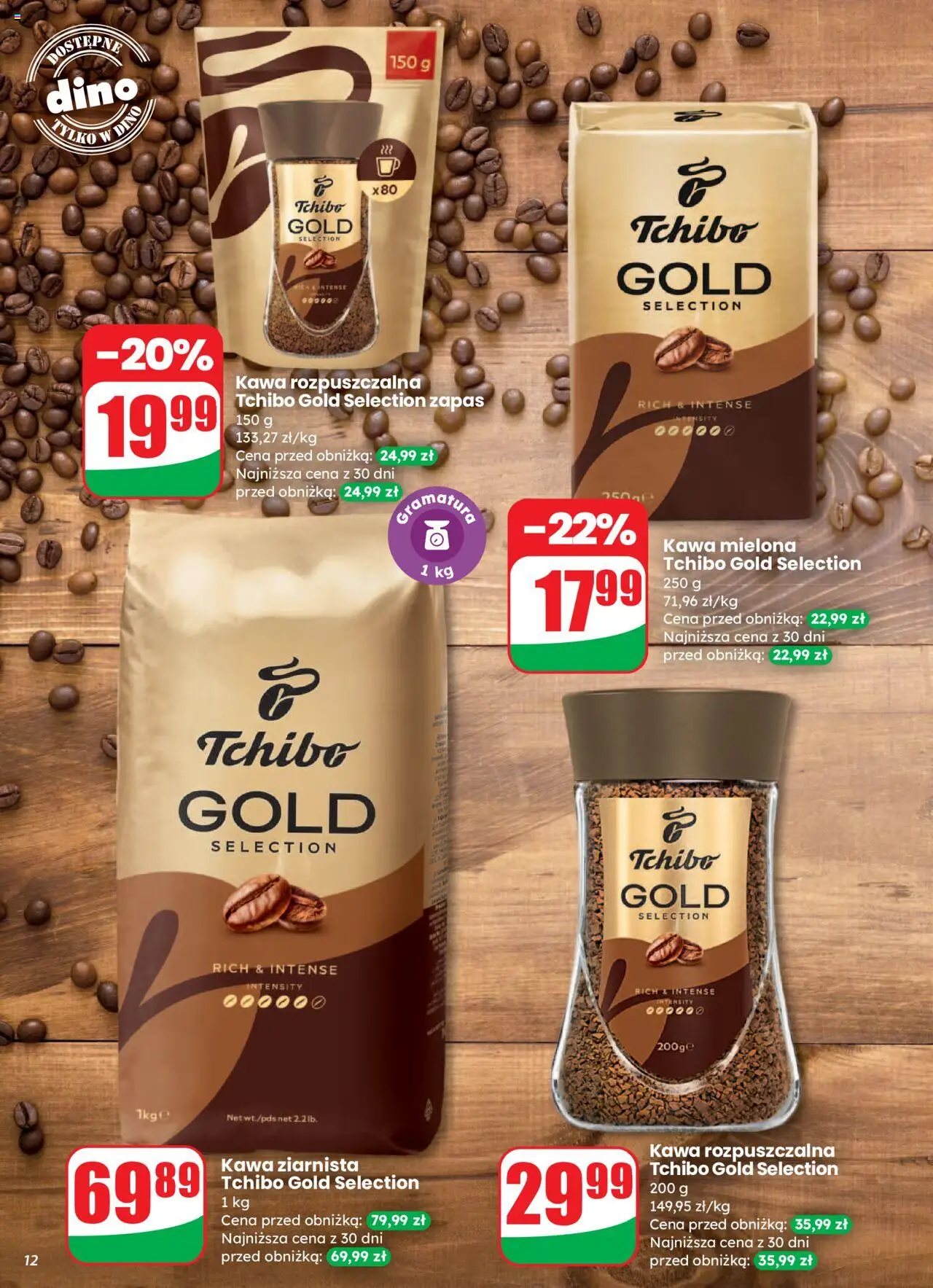 Dino Gazetka od 06.08.2025 | Strona: 12 | Produkty: Kawa ziarnista, Kawa rozpuszczalna, Tchibo, Kawa