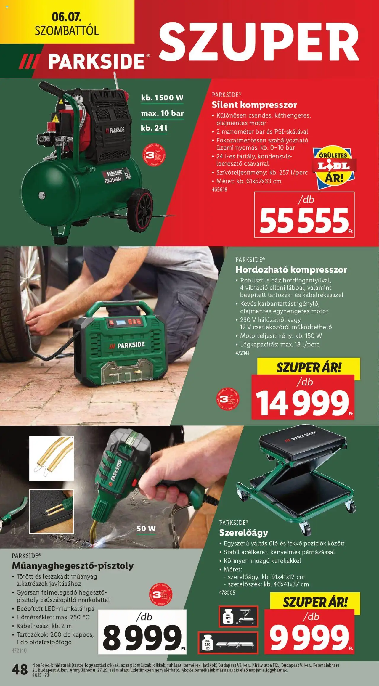 Lidl akciós ujság - amely érvényes a következő dátumtól: 05.06.2025 | Oldal: 48 | Termékek: Parkside, Kompresszor, Játékok
