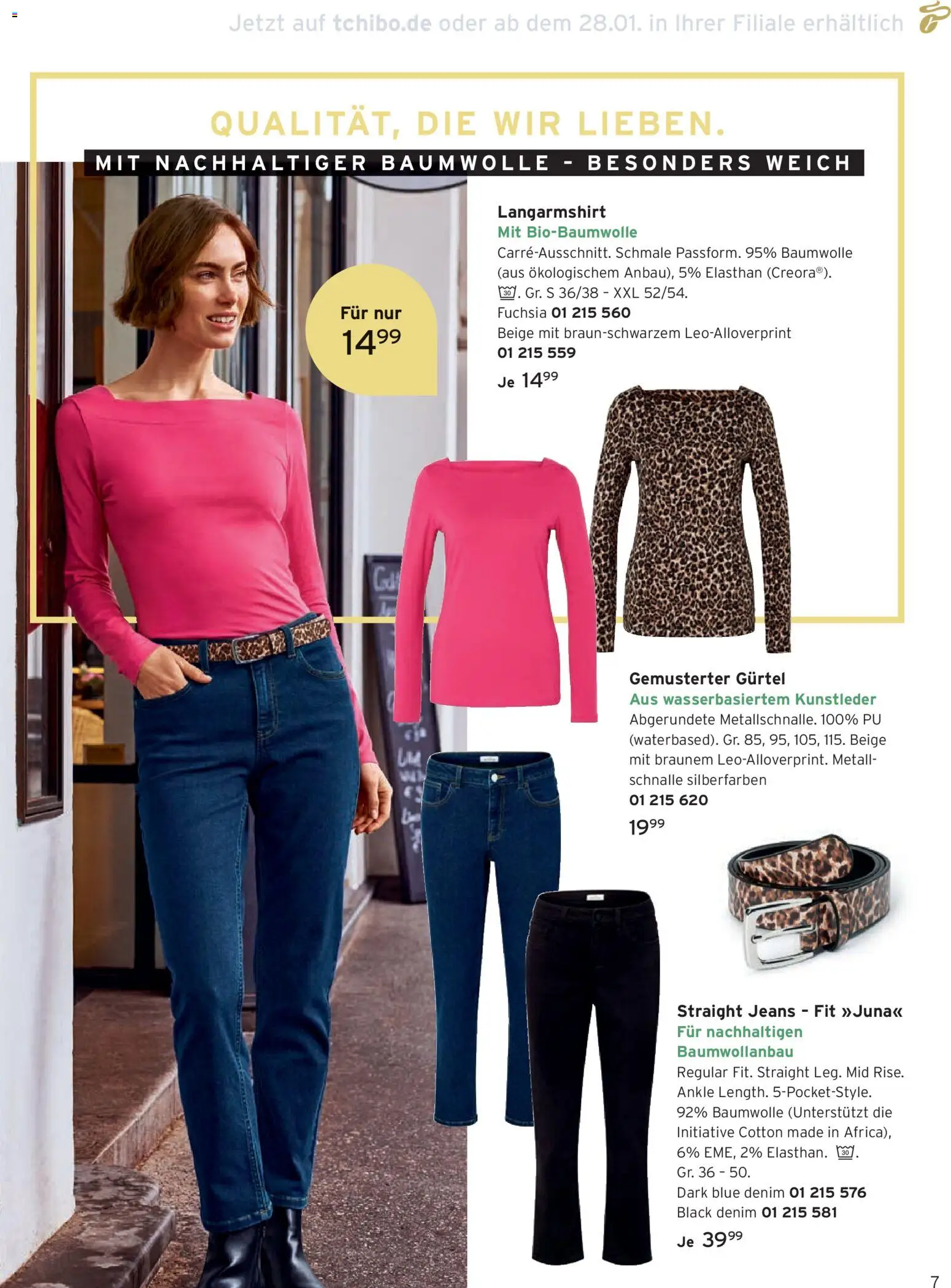 Angebote Tchibo – gültig ab 01.02.2026 | Seite: 7 | Produkte: Langarmshirt, Gürtel, Jeans