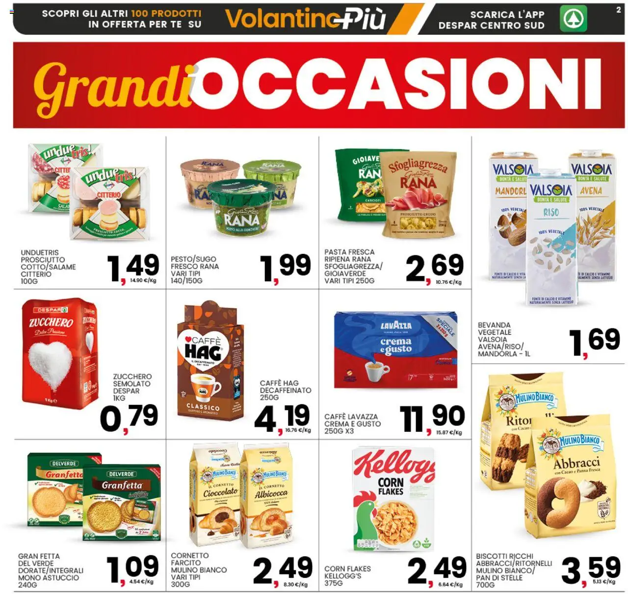 Volantino Interspar del 15.09.2025 | Pagina: 2 | Prodotti: Caffè, Prosciutto, Pasta, Lavazza