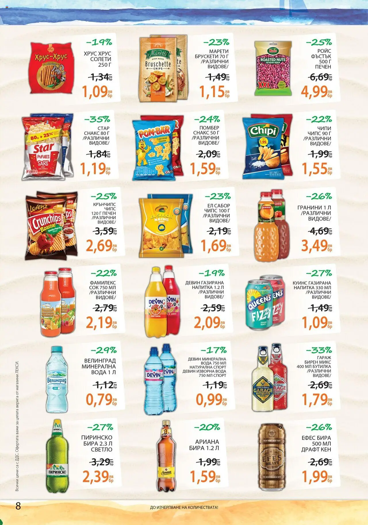  | Страница: 8 | Продукти: Сок, Чипс, Бира, Снакс