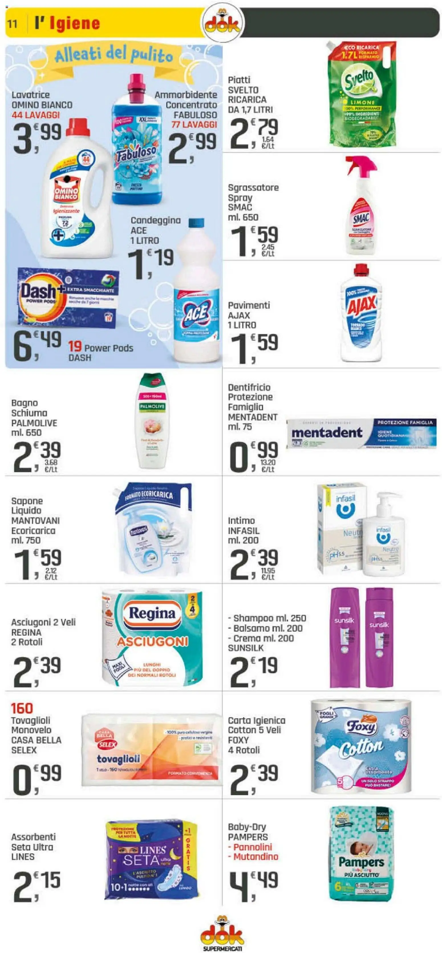 Volantino DOK del 10.04.2026 | Pagina: 11 | Prodotti: Shampoo, Balsamo, Ammorbidente, Bagno