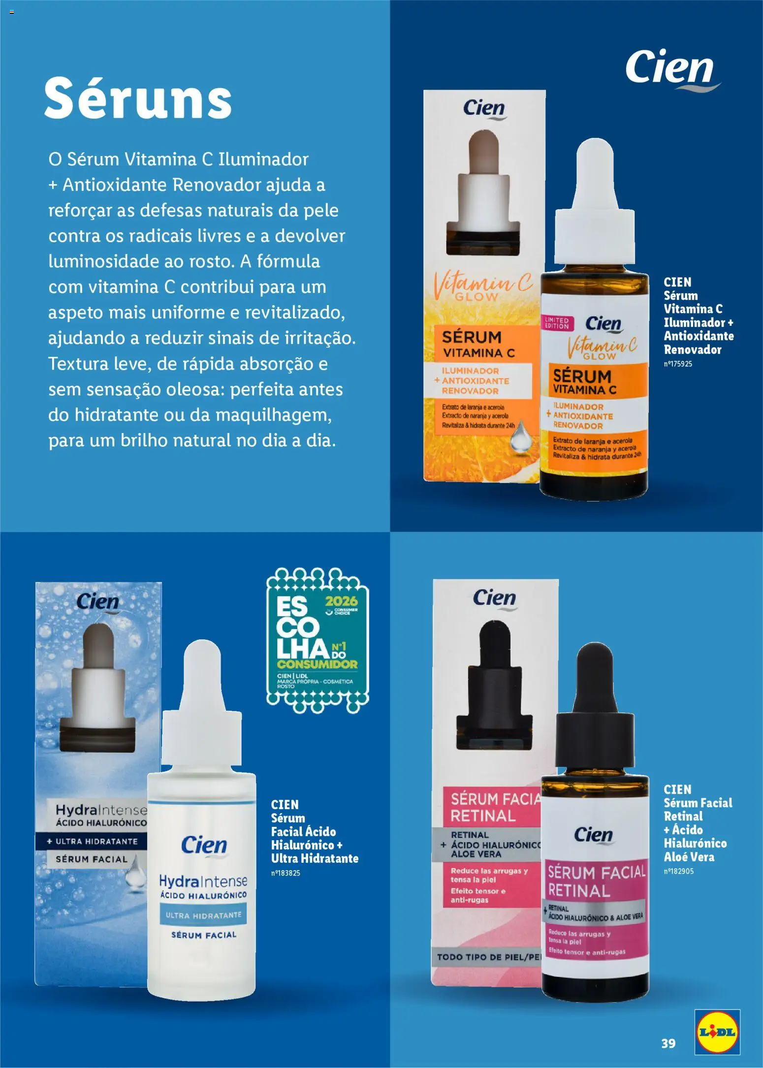 Lidl Beleza Inteligente │ válido de 16.03.2026 | Página: 39 | Produtos: Iluminador, Sérum, Vitamina c