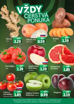 Fresh leták platný od 30.10.2025 | Strana: 3 | Produkty: Paradajky, Grapefruit, Cibuľa, Váha