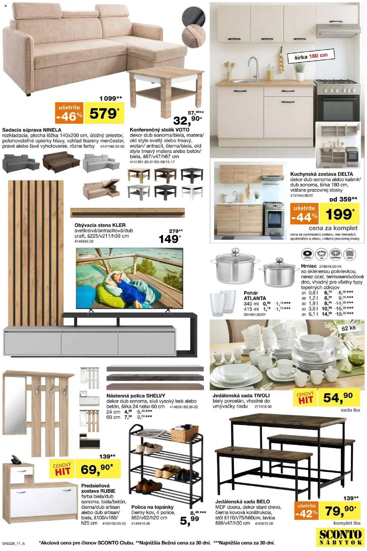 Nové Sconto nábytok akcie – leták je platný od 21.01.2026 | Strana: 11 | Produkty: Nábytok, Sedacia súprava, Predsieňová zostava, Stôl