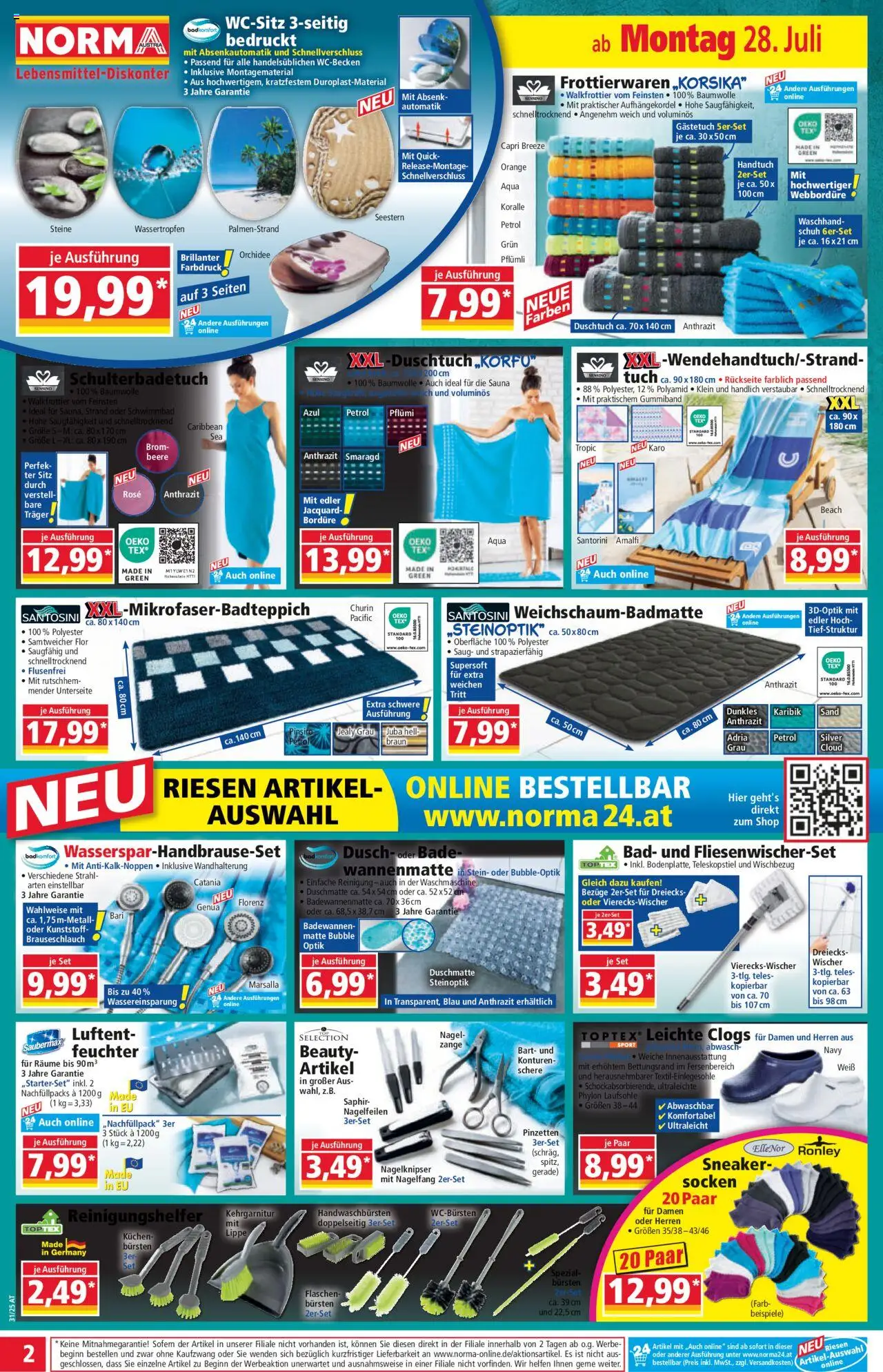 Norma Flugblatt gültig ab 28.07.2025 | Seite: 2 | Produkte: Socken, Waschmaschine, Bad