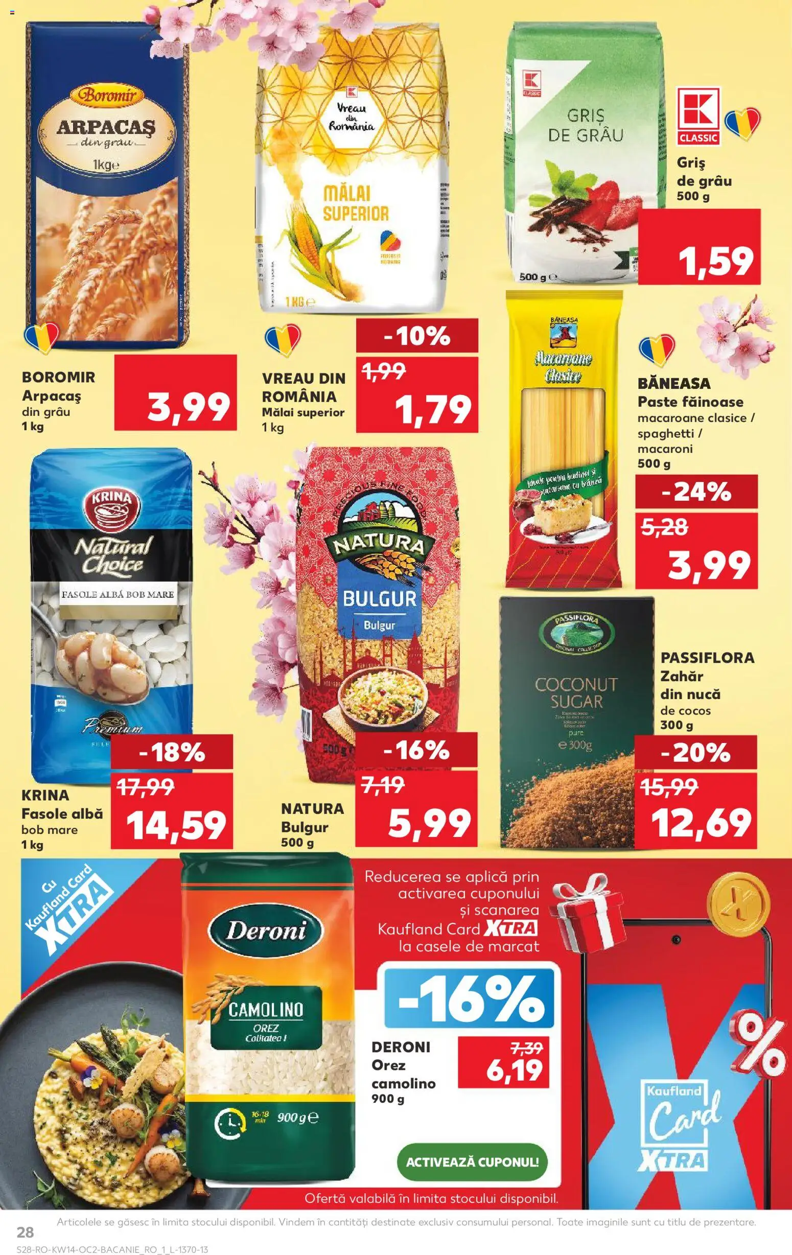 Noul catalog Kaufland – valabil de la 01.04.2026 | Pagină: 28 | Produse: Orez, Paste, Fasole albă, Zahăr