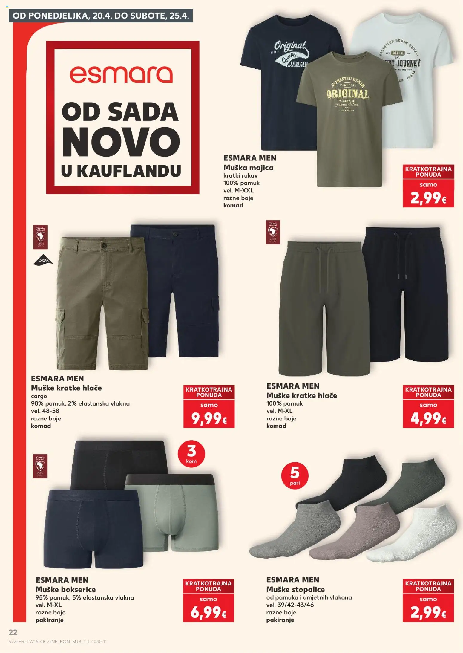 Kaufland katalog | vrijedi od 15.04.2026 | Stranica: 22 | Proizvodi: Majica, Hlače, Kratke hlače, Bokserice